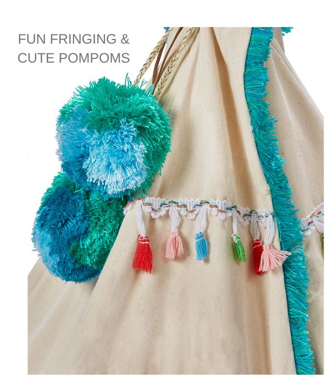 Woodstock Wigwam Doll's Teepee Tent - Aqua Blue Play Tent for Kids | Perfect for Indoor Playroom, Nursery Decor & Imaginative Play