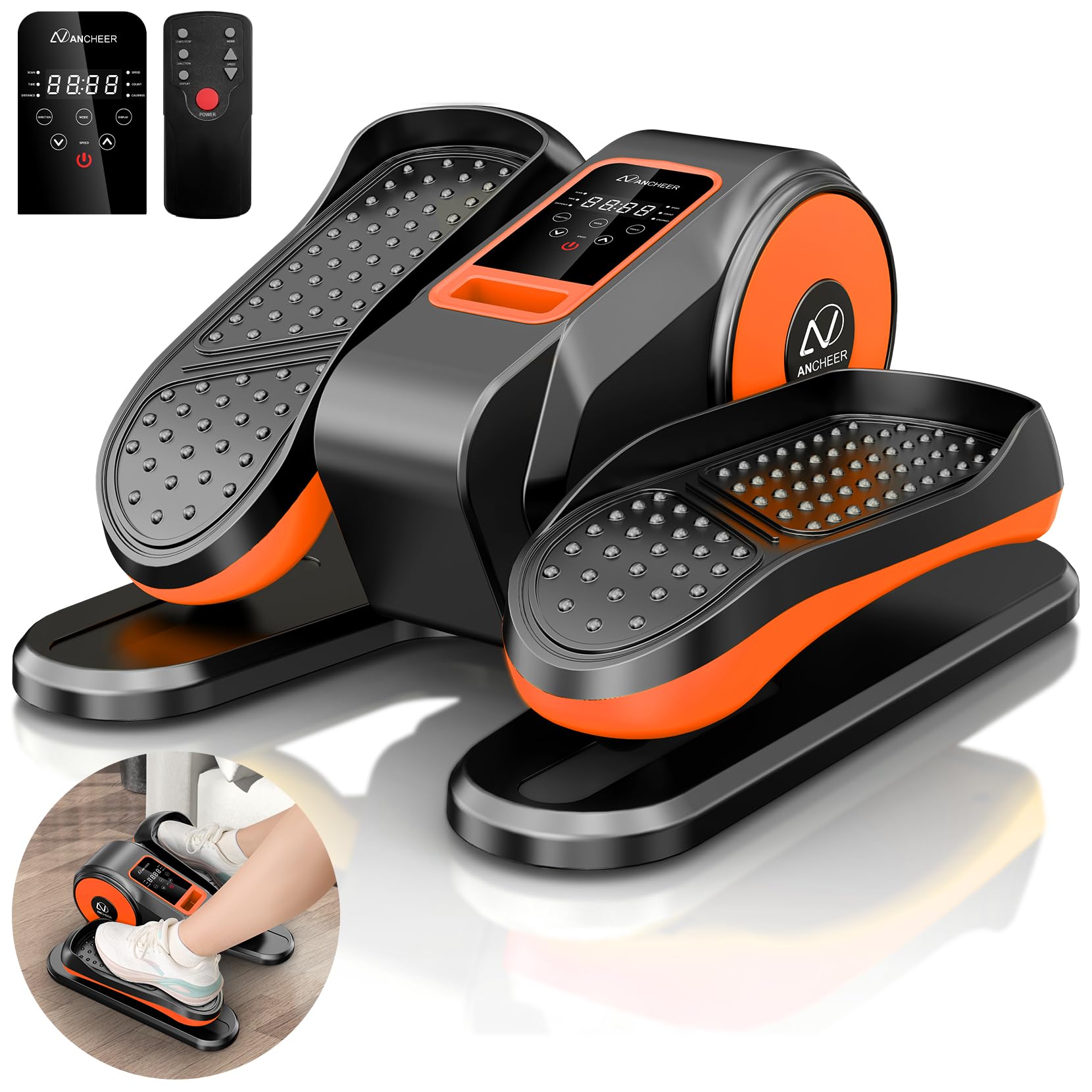 ANCHEER Under Desk Elliptical Machine - 12-Speed Adjustable Quiet Portable Leg Exerciser for Seniors & Office Workers with Remote Control | Home & Office Fitness Equipment for Low-Impact Workouts