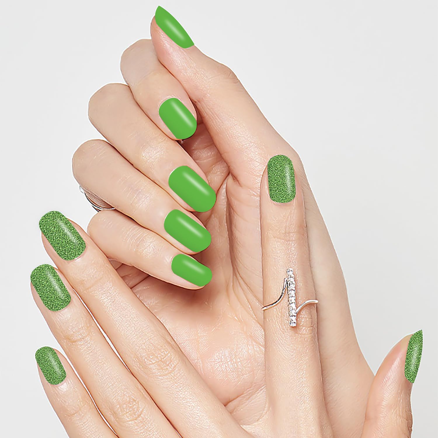 20 Sheets Green Solid Color Nail Polish Strips with Nail File | Self-Adhesive St. Patrick's Day Nail Art Wraps | Easy DIY Nail Stickers for Women | Perfect for Parties, Holidays & Everyday Wear