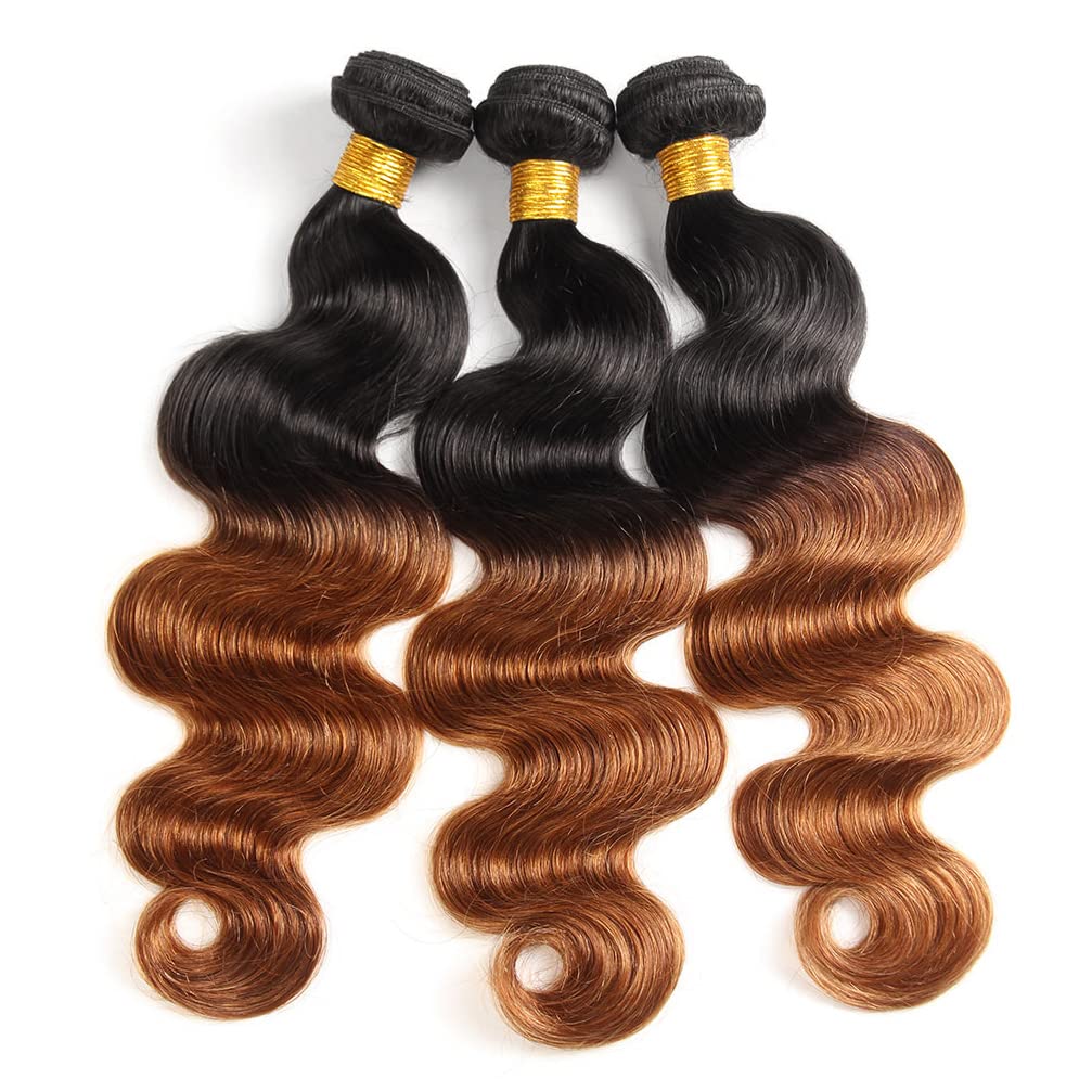 15A Brazilian Bundles Human Hair - 100% Unprocessed Virgin Remy Human Hair Body Wave 3 Bundles (T1B/350, 20,22,24) - Perfect for Sew-in Weaves, Clip-in Extensions & Natural Hairstyles