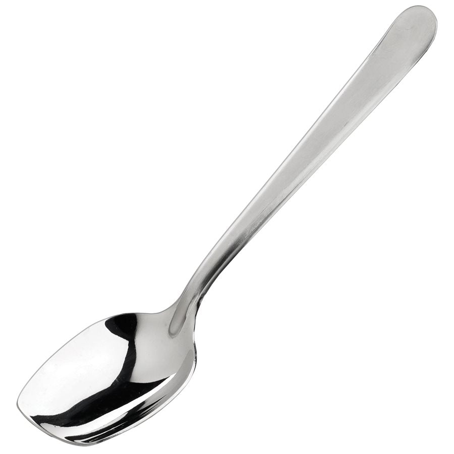 Winco SPS S8 8-Inch Solid Stainless Steel Slanted Plating Spoon - Professional Kitchen Tool for Cooking, Baking, and Food Plating
