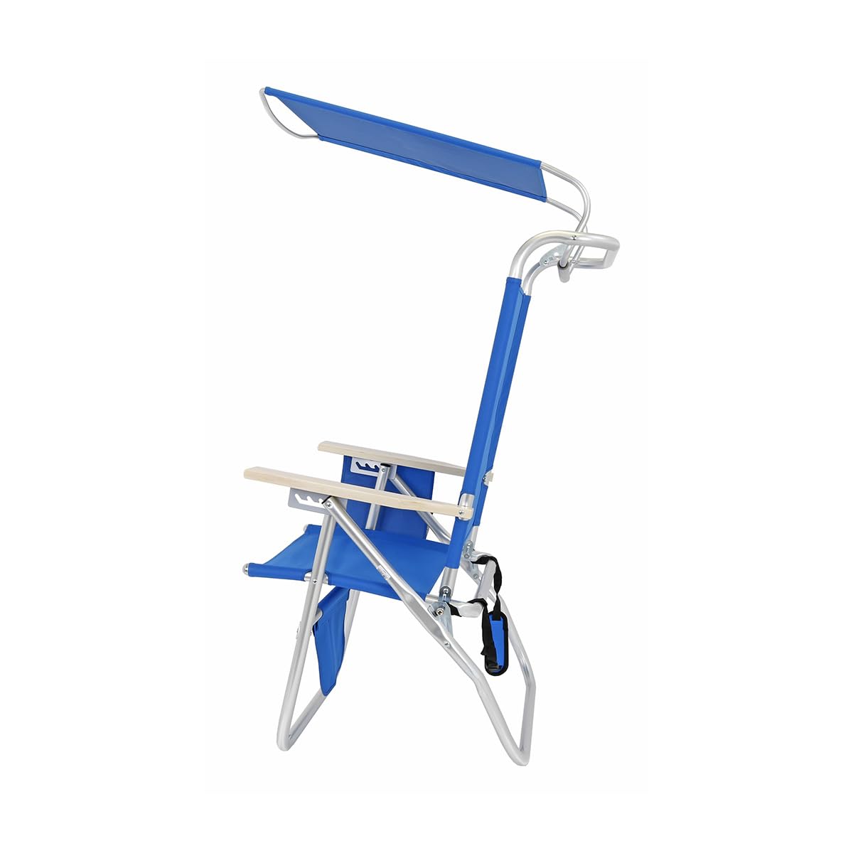 17 Inch Tall Heavy Duty Aluminum Folding Beach Chair with Adjustable Canopy - Portable Sun Shade Chair for Poolside, Camping, Backyard & Outdoor Relaxation