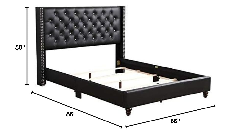 Glory Furniture Julie Velvet Upholstered Queen Bed Frame in Black - Luxurious Modern Bedroom Furniture for Master Bedroom & Guest Room