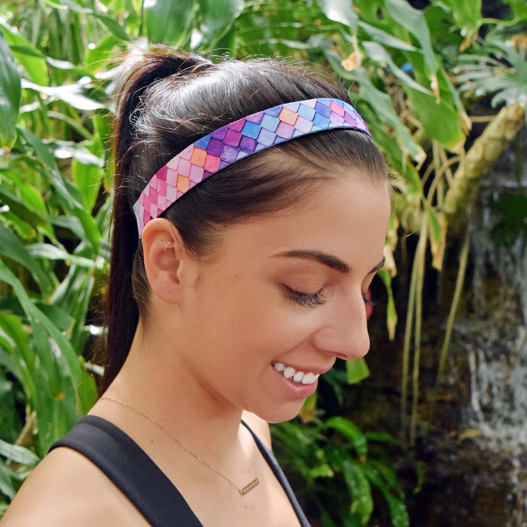Sweaty Bands Non-Slip Velvet-Lined Headband for Women & Girls - Breathable Workout Hairband in Mermaid Hair Don't Care Pink - Perfect for Running, Yoga, Gym & Sports Activities