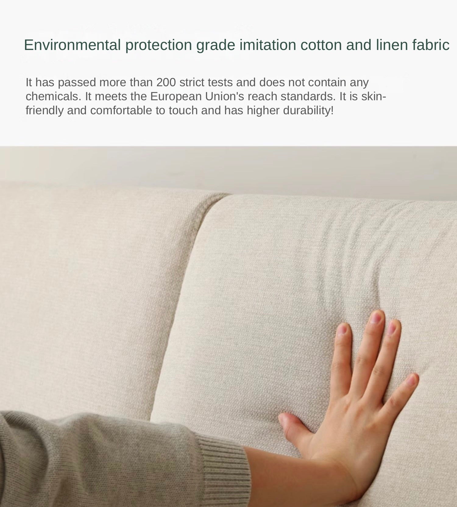 Oak Solid Wood Modern Fabric Sofa - Contemporary Living Room Furniture for Small Spaces & Apartments | Durable & Stylish Home Decor