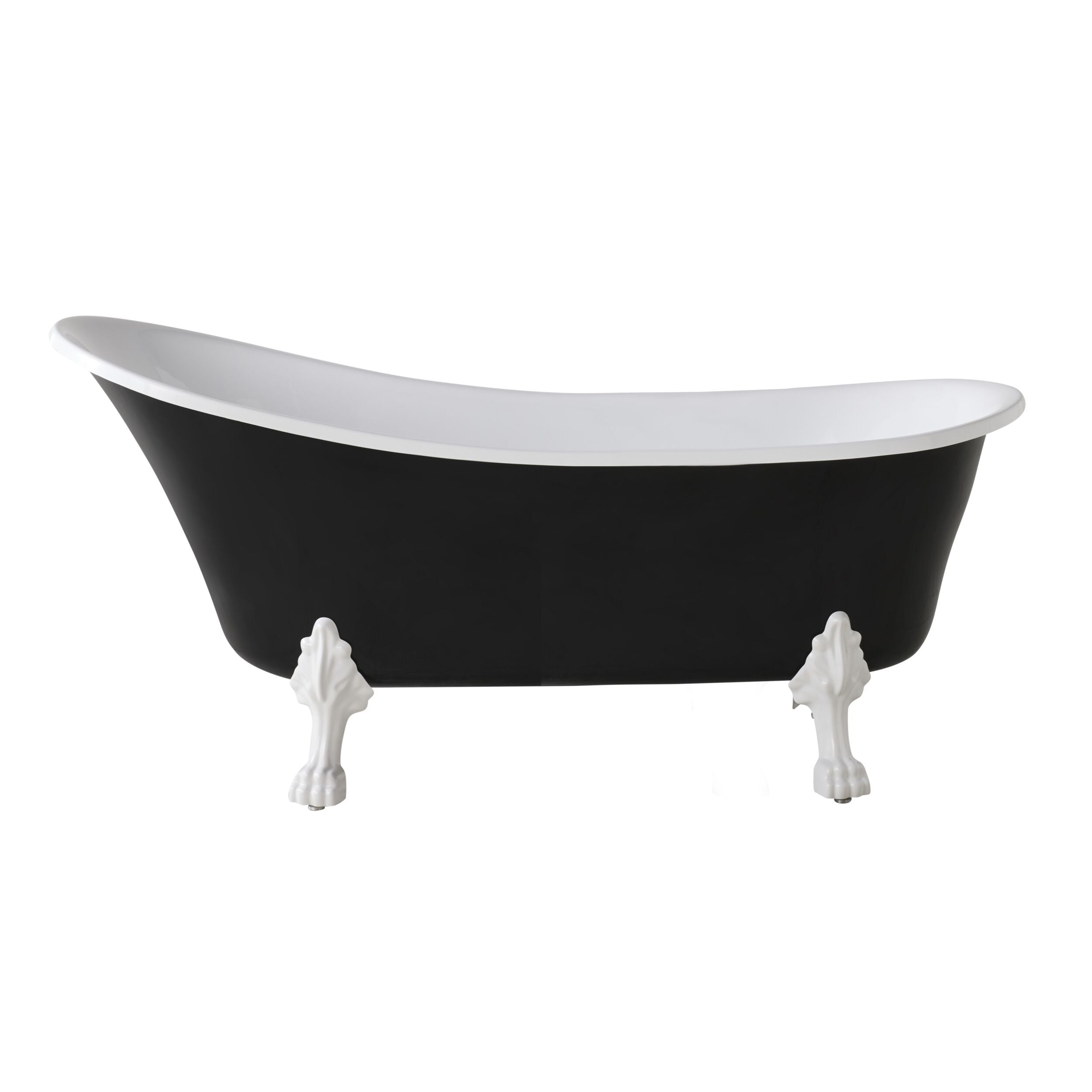 Alto Black 1700mm Freestanding Bathtub with White Feet - Modern Luxury Bath for Spa-Like Relaxation at Home