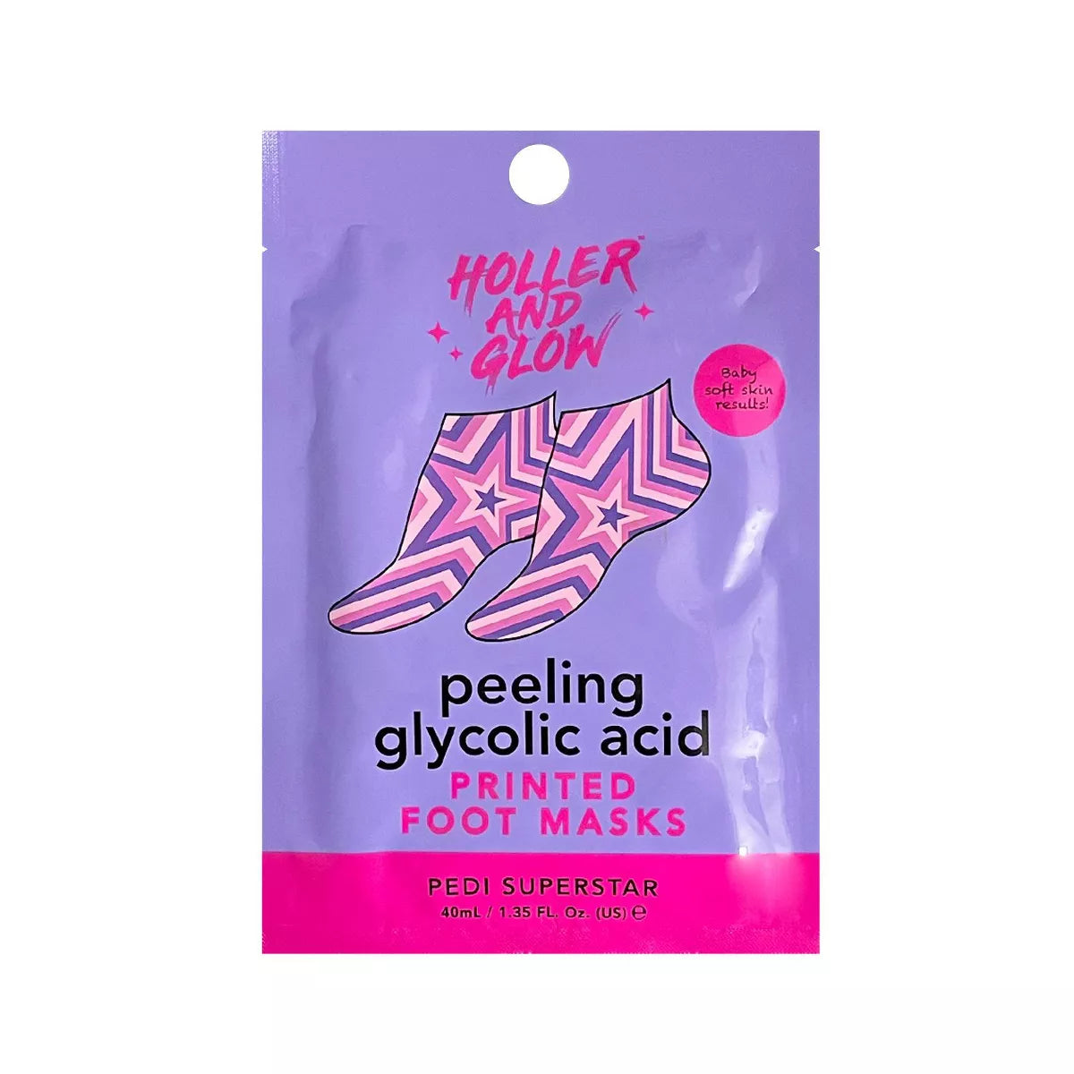 Holler & Glow Pedi Superstar Foot Mask - Exfoliating & Moisturizing Treatment for Soft, Smooth Feet - Perfect for At-Home Spa & Pedicure Care
