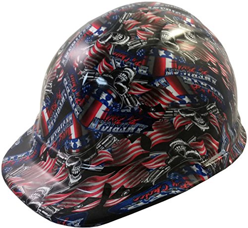 American Biker Hydro Dipped Hard Hats - Cap Style Design for Motorcycle Riders - Perfect for Construction, Cycling & Outdoor Safety Gear