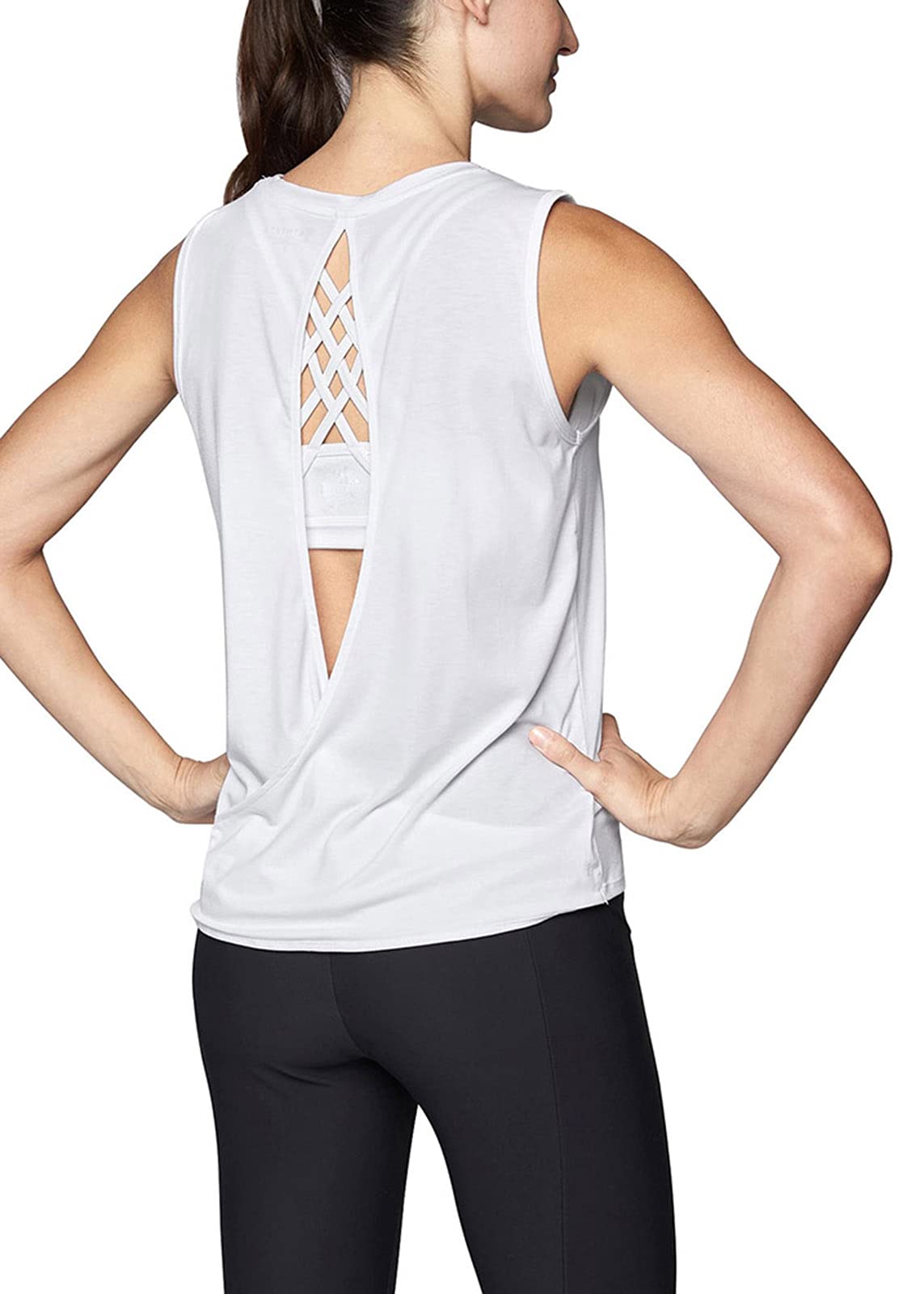 Women's Workout Tops - Open Back Yoga Shirts & Athletic Muscle Tank Tops for Running, Gym & Fitness | Breathable Activewear for Women