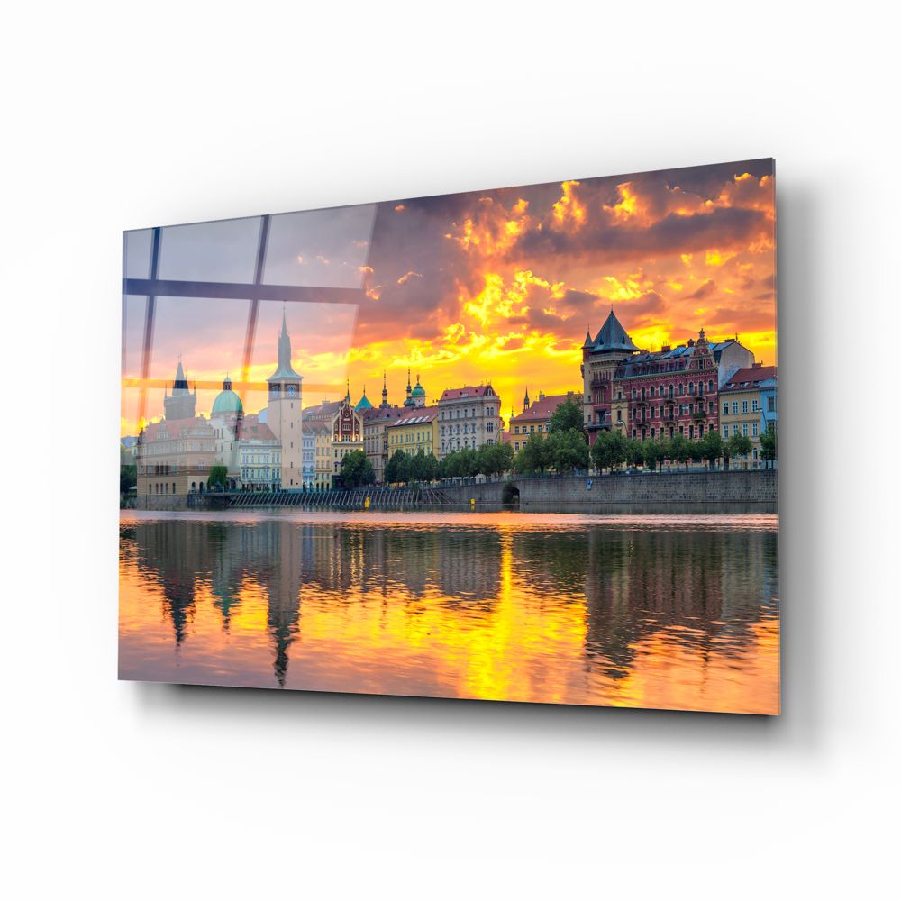 Sunset Prague Wall Art Print - Stunning Cityscape Canvas Painting for Home & Office Decor - Perfect for Living Room, Bedroom, or Gift