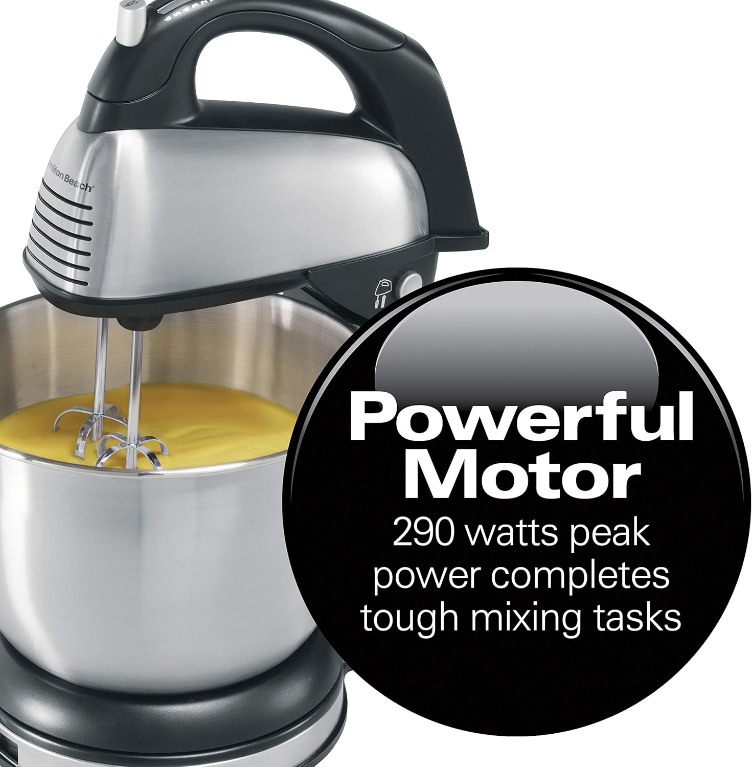 Hamilton Beach Classic Hand and Stand Mixer - 5-Speed, 250W Power, Black & Stainless Steel - Perfect for Baking Cakes, Cookies, and Dough at Home
