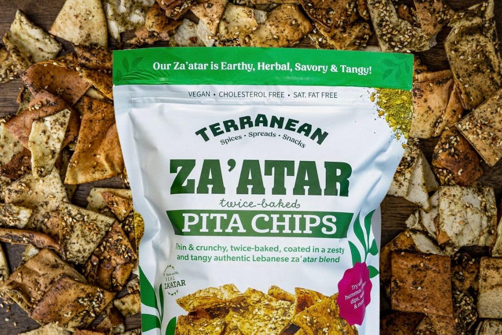 Terranean Herbs Pita Chips - Authentic Twice Baked, Thin & Crunchy Mediterranean Snacks (Assorted 3 Pack) | Perfect for Parties, Picnics & Healthy Snacking