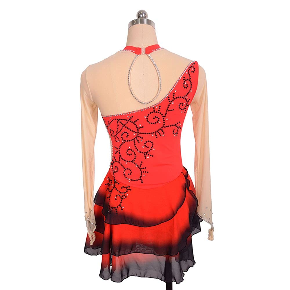 LIUHUO Girls Figure Skating Dress - Red Competition Performance Outfit for Teens & Youth | Ice Skating Costume for Shows, Recitals & Championships