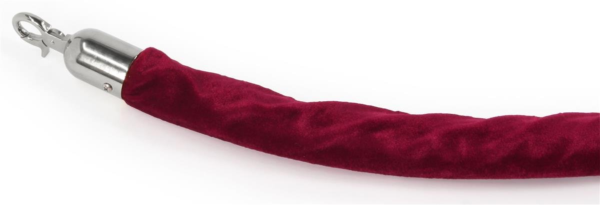 Set of Two - 78 Inch Burgundy Velvet Rope Barrier with Chrome Hooks | Premium Event Crowd Control | Perfect for Weddings, VIP Sections & Theater Events