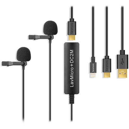 Saramonic LavMicro + DC2M Dual Omnidirectional Lavalier Microphone - Professional Clip-On Mic for DSLR, Camcorder, Smartphone - Perfect for Interviews, Vlogging, and Live Streaming