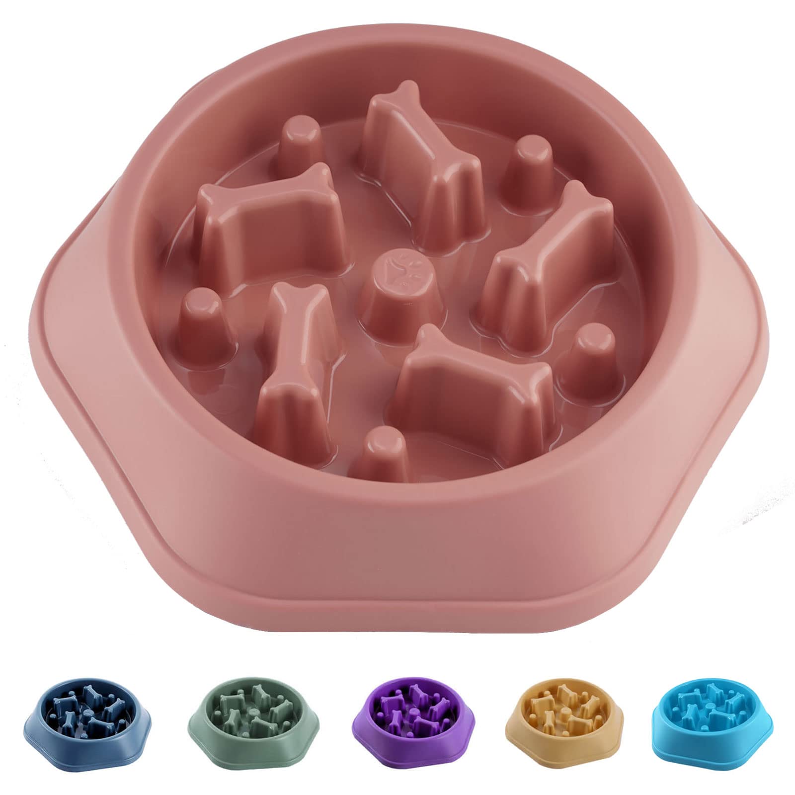 CAISHOW Slow Feeder Dog Bowl - Anti-Gulping Healthy Eating Interactive Pet Bowl, Bloat Stop & Fun Design for Small & Medium Dogs - Non-Slip Base for Mess-Free Feeding - Perfect for Fast Eaters & Mealtime Enrichment