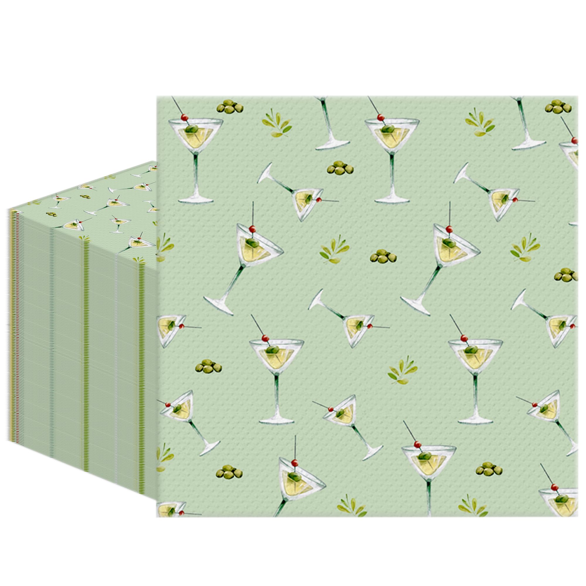 100-Pack Funny Green Martini Birthday Party Napkins - Disposable Paper Cocktail & Margarita Beverage Napkins for Bachelorette, Bridal Shower, Wedding Table Decor - Perfect for Cocktail Parties, Themed Events & Celebrations