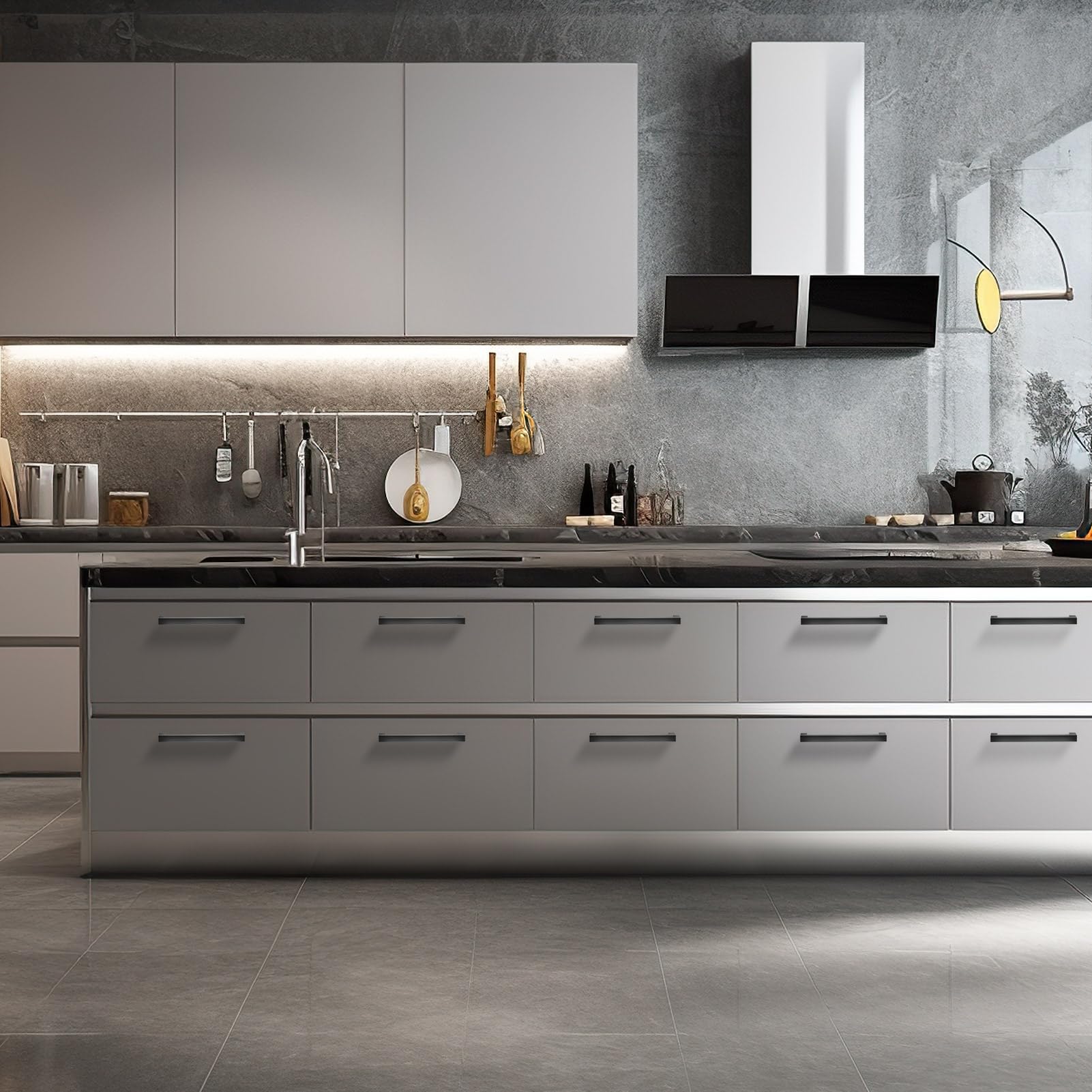 BAFAFOIE 30 Pack Matte Black Square Kitchen Cabinet Handles - Stainless Steel Cabinet Pulls 6 1/4