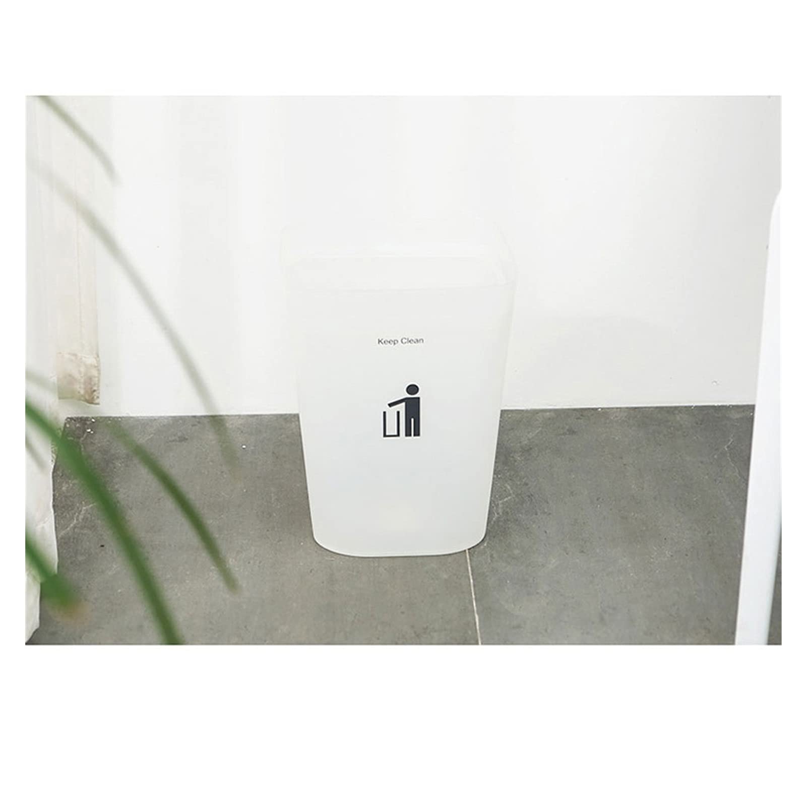 Small White Plastic Rectangular Trash Can - Compact Wastebasket for Bathroom, Kitchen, Office & Kids Room - Eco-Friendly Garbage Bin with Lid (Medium Size) - Perfect for Home, Dorm & Small Spaces