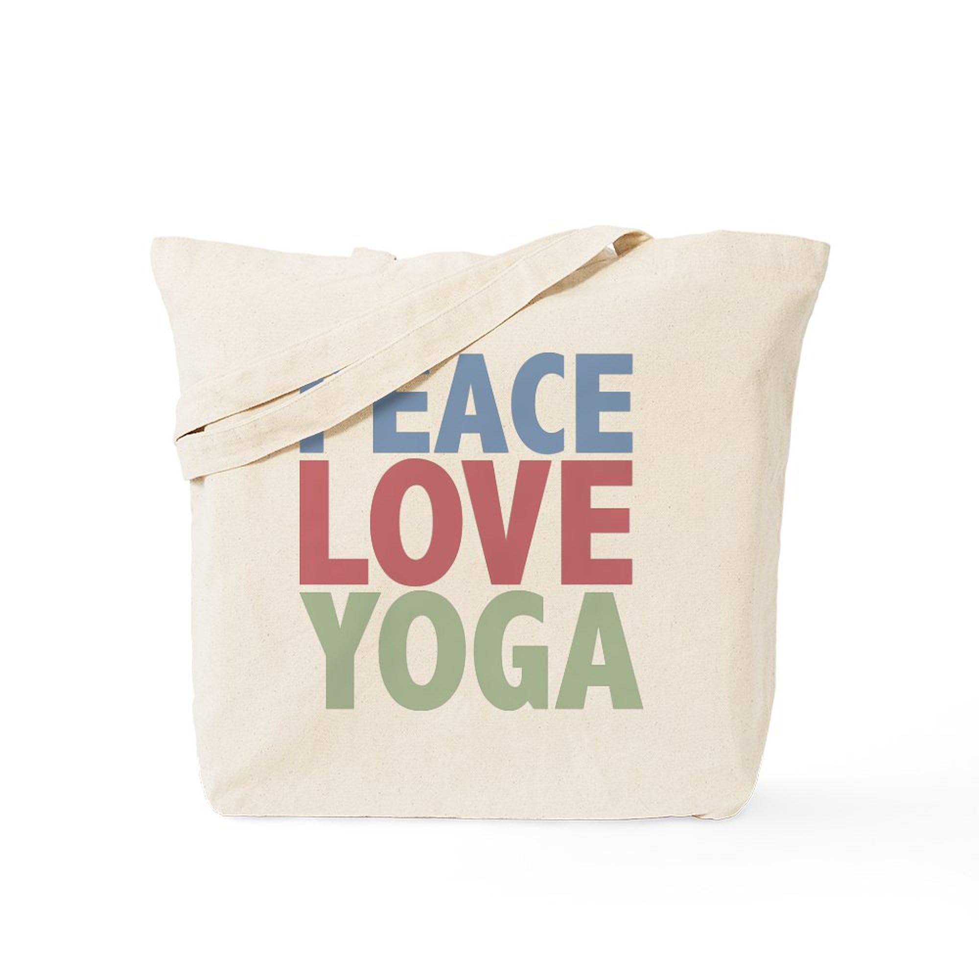 Peace Love Yoga Tote Bag - Eco-Friendly Natural Canvas Reusable Shopping Bag for Yoga, Groceries & Beach | Sustainable Cotton Carryall for Work, Gym & Travel