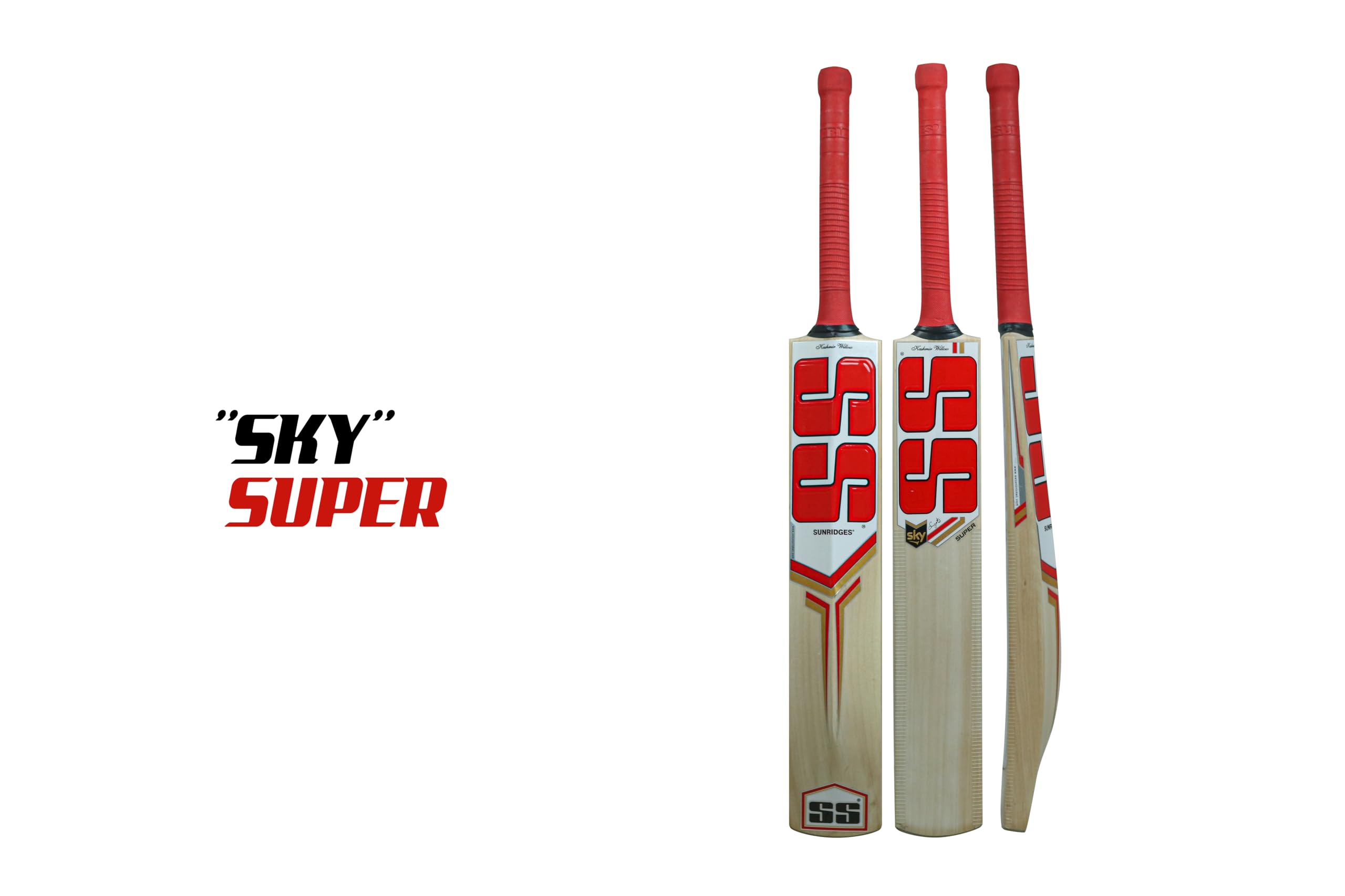 Premium Kashmir Willow Leather Cricket Bat for Adults - Short Handle with Free Bat Cover - SS Sunridges SS Sky Super - Perfect for Practice, Matches & Training Sessions