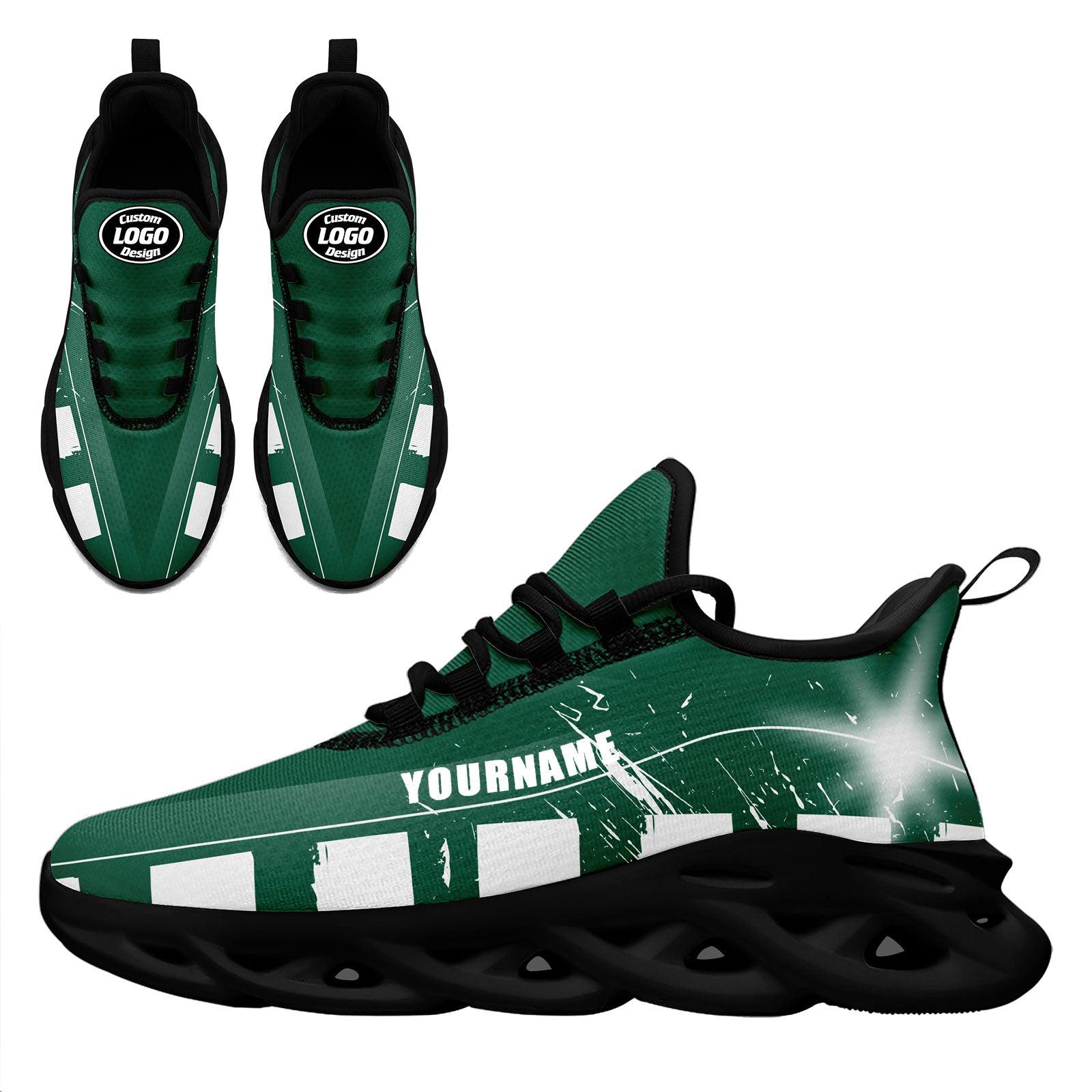 Custom Green & White New York Maxsoul Personalized Sneakers FN003 D020260 - Breathable Comfort Shoes for Walking, Running & Casual Wear - Size 28 Online Customization Available