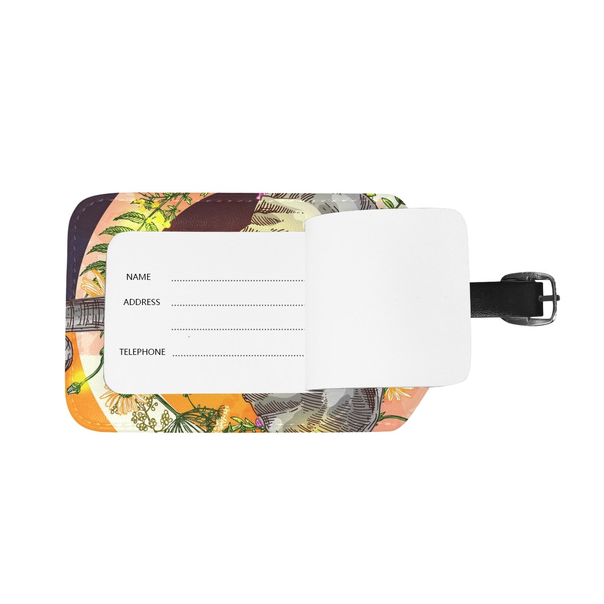 Stylish Tropical Elephant Boho Luggage Tag - PU Leather Suitcase ID Tag for Travel, Personalized Baggage Label | Perfect for Vacation, Business Trips & Suitcase Identification