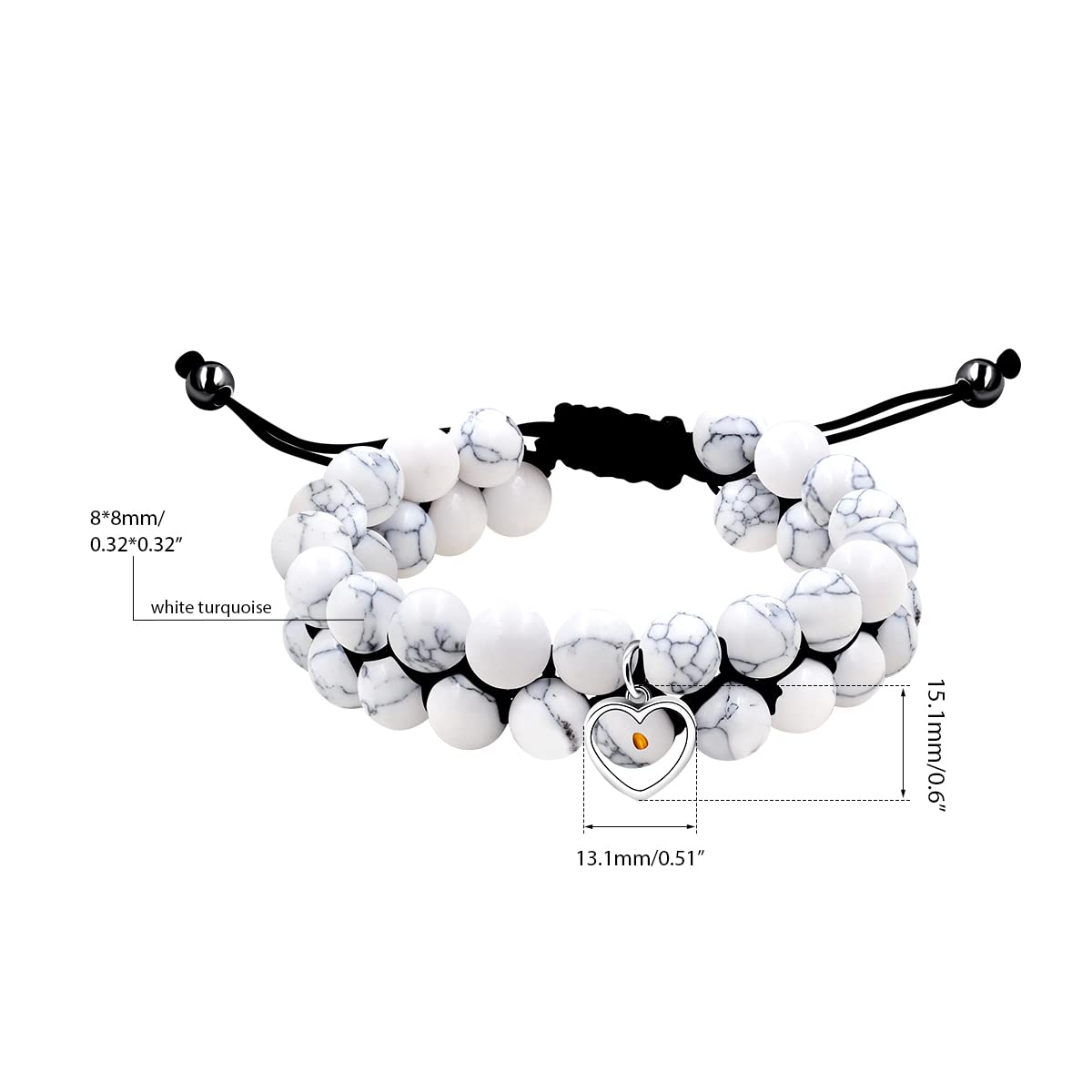 Uloveido Adjustable Braided Macrame Double Layer Bracelet with Black Lava Rock & Turquoise Stone Beads - Boho Charm Mustard Seed Bracelet for Men & Women (Y2056) - Perfect for Yoga, Meditation & Everyday Wear