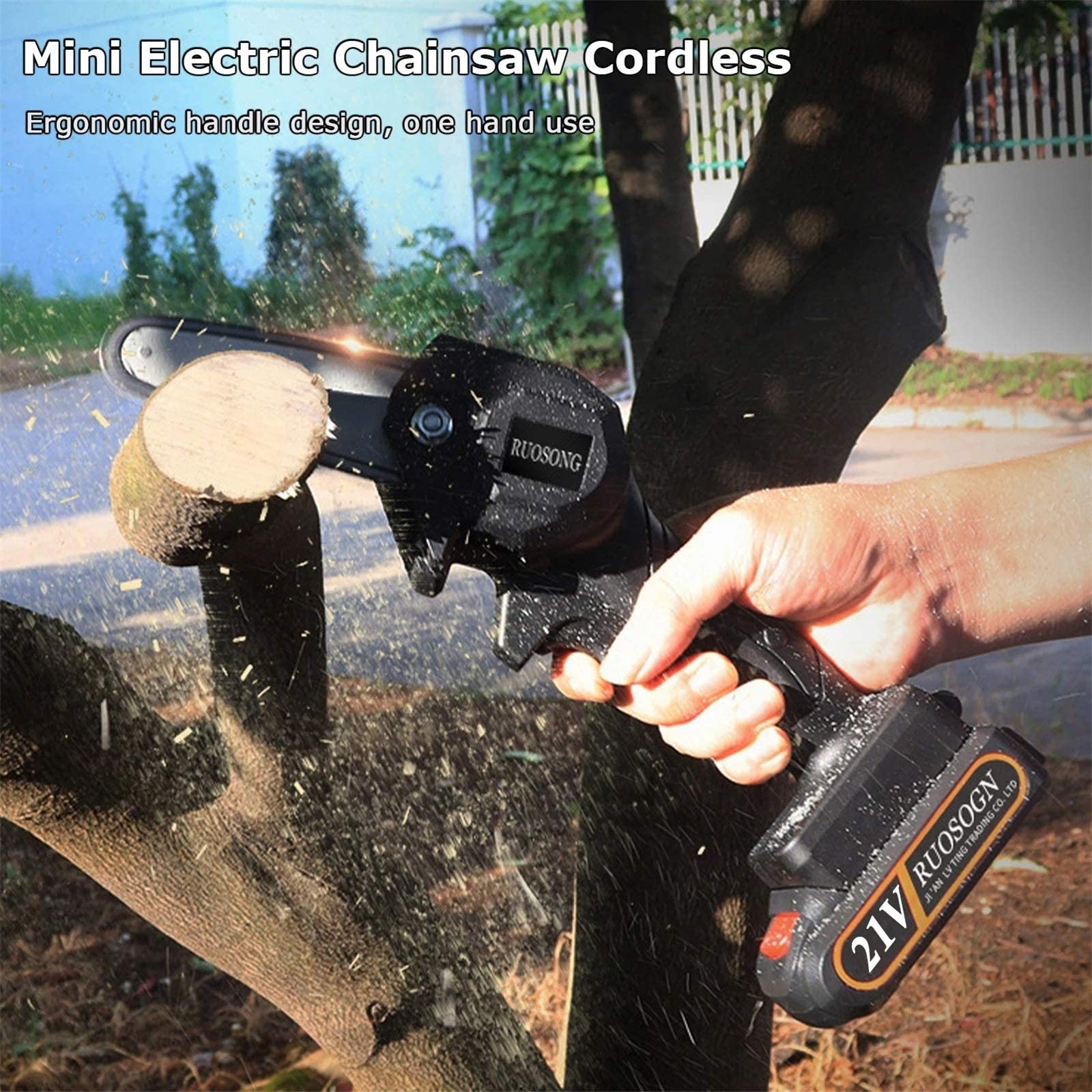Cordless Electric Pruning Saw - 500W Rechargeable Mini Chainsaw for Tree Trimming & Garden Maintenance | Perfect for DIY Landscaping, Branch Cutting & Woodworking Projects