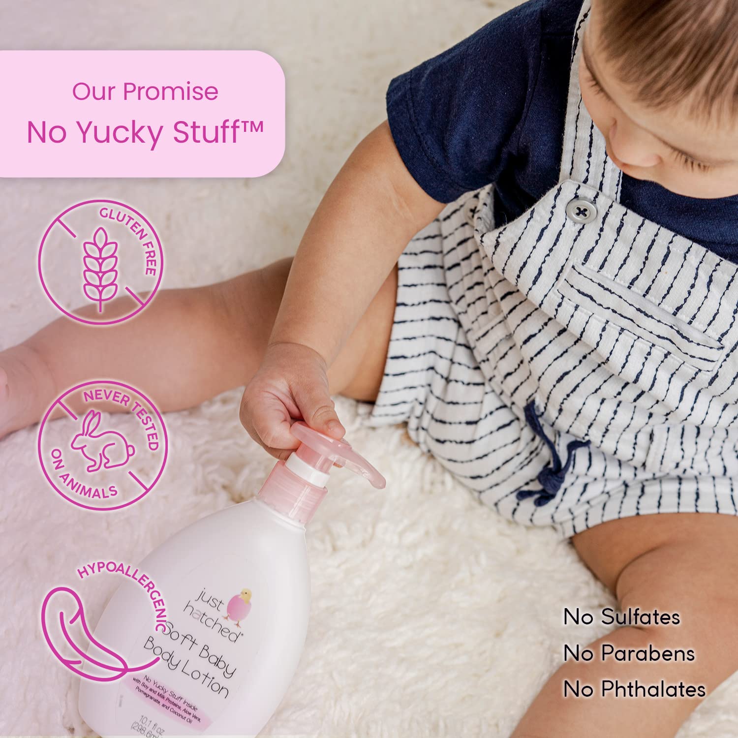 Organic Baby Lotion for Sensitive Skin - Hypoallergenic & Fragrance-Free Daily Moisturizer with Essential Oils | Soothing & Calming Formula | 10.1 fl oz | Perfect for Newborns, Eczema & Dry Skin Care
