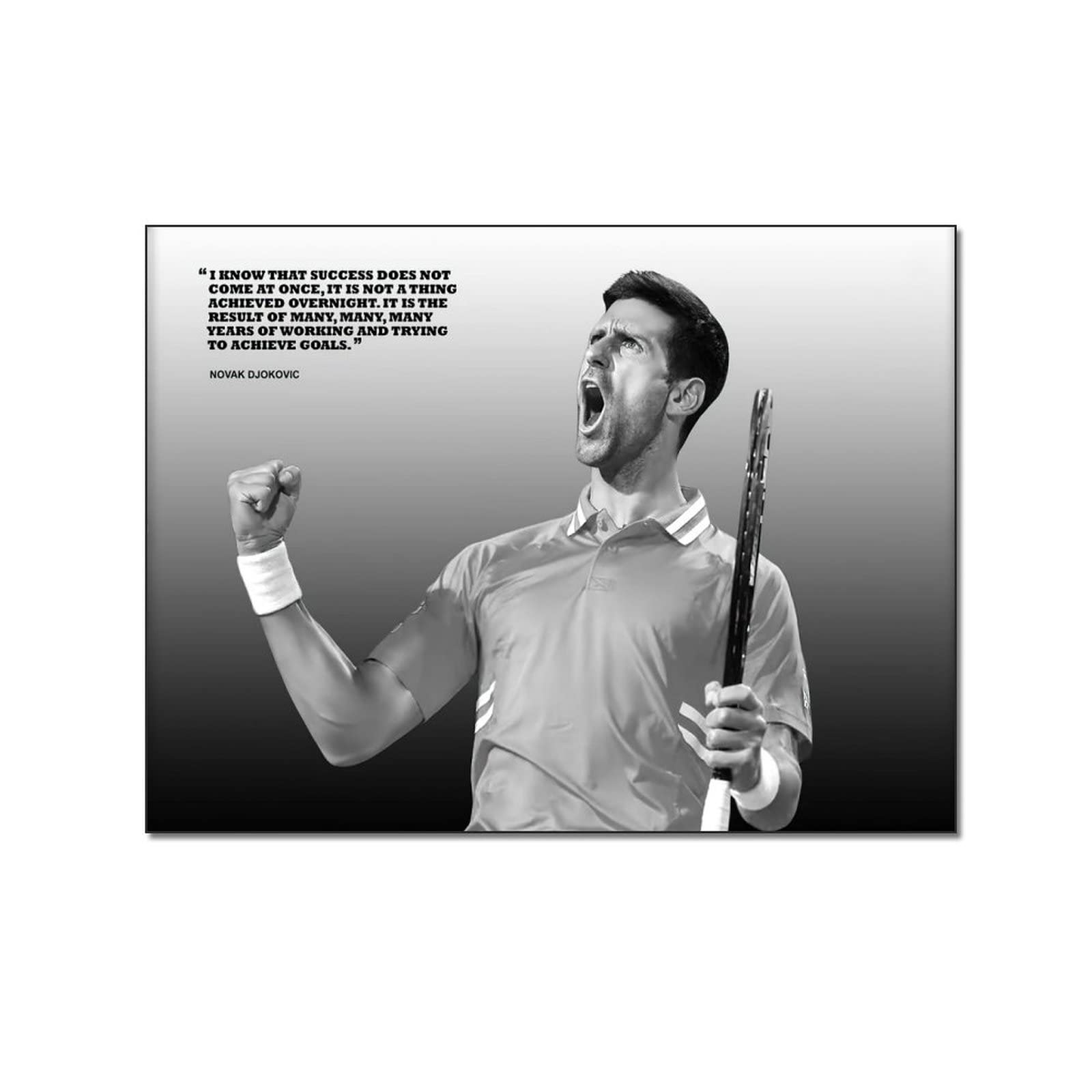 Novak Djokovic Motivational Canvas Wall Art - Inspirational Quote Poster for Gym, Home, Office, Bedroom & Man Cave Decor - Perfect Gift for Tennis Fans & Sports Enthusiasts