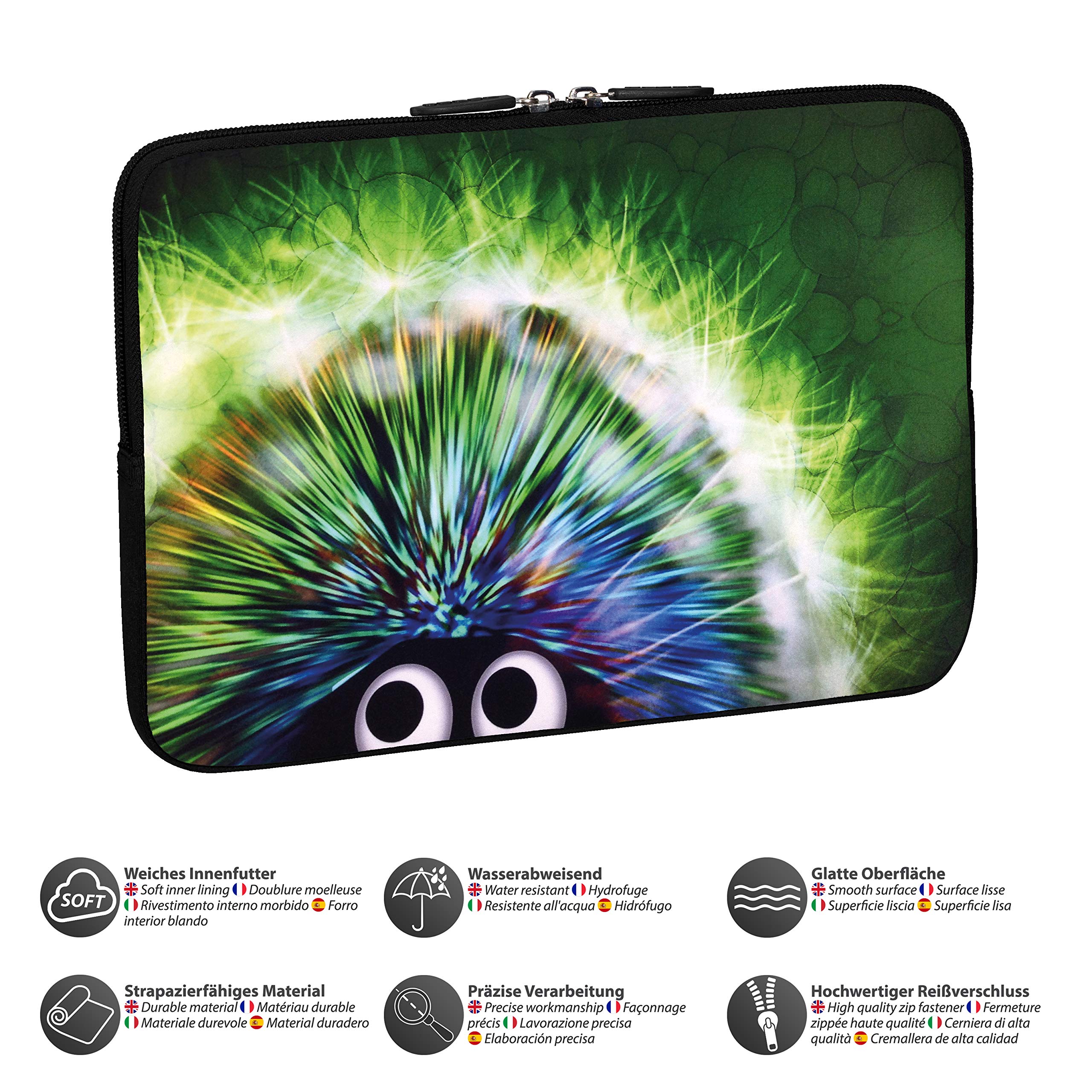Stylish Green Hedgehog Hard Case Laptop Bag for 13.3 Inch Laptops (Vertical) - Includes Mouse & Mouse Pad | Perfect for Work, Travel & School