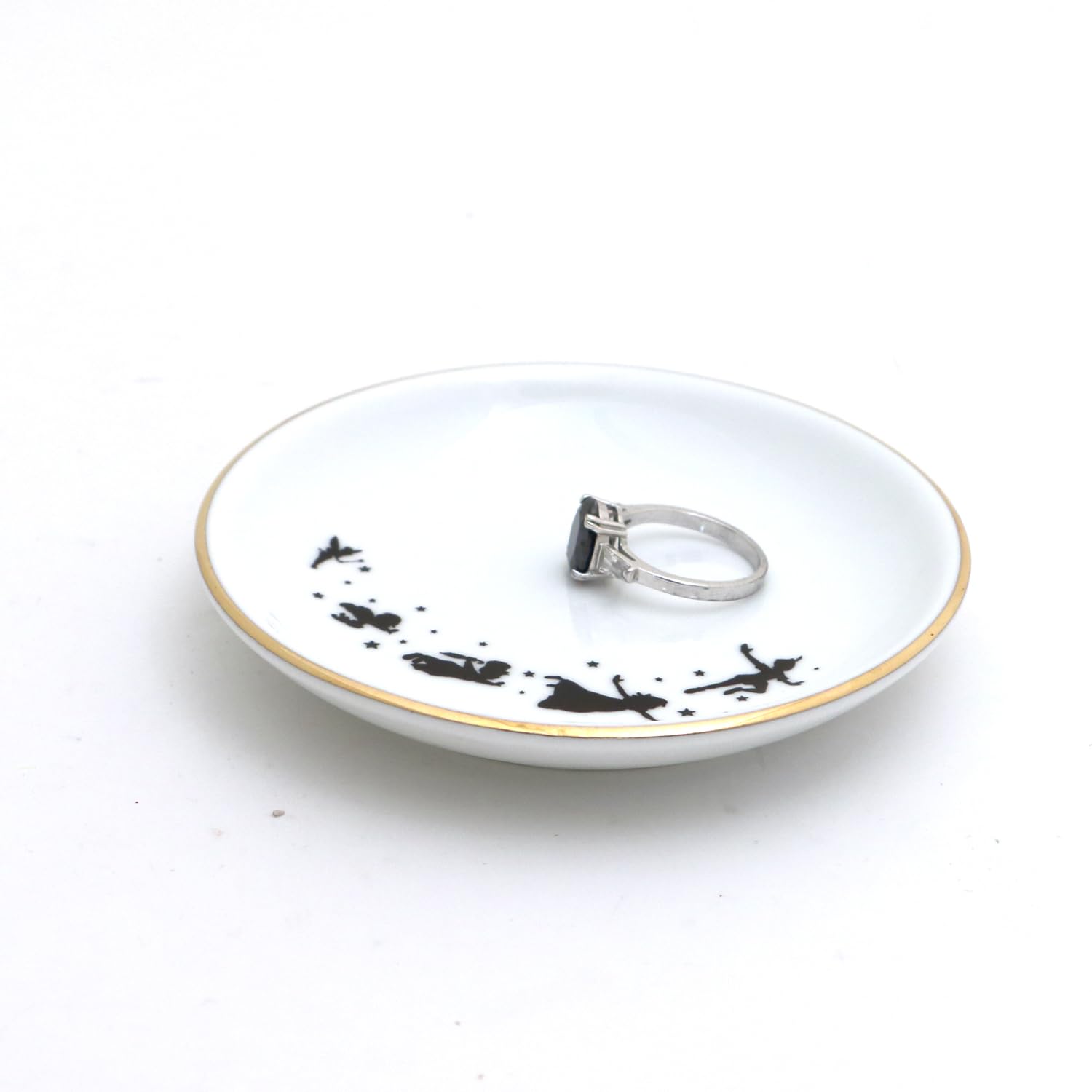 22K Gold Peter Pan Ring Dish - Jewelry Holder for Home Decor