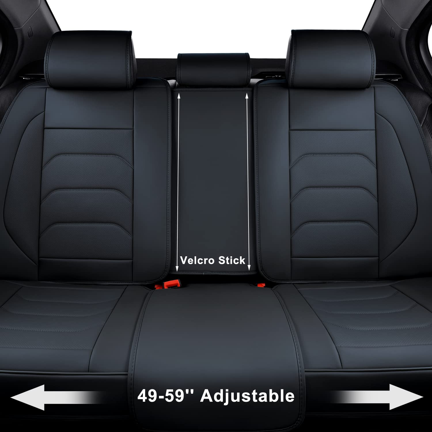Premium Black Car Seat Covers Full Set - Breathable Leather Front & Rear Seat Protectors with Headrest Covers | Universal Fit for Most Vehicles (Sedans, SUVs, Trucks) | Enhanced Comfort for Long Drives, Road Trips & Daily Commutes