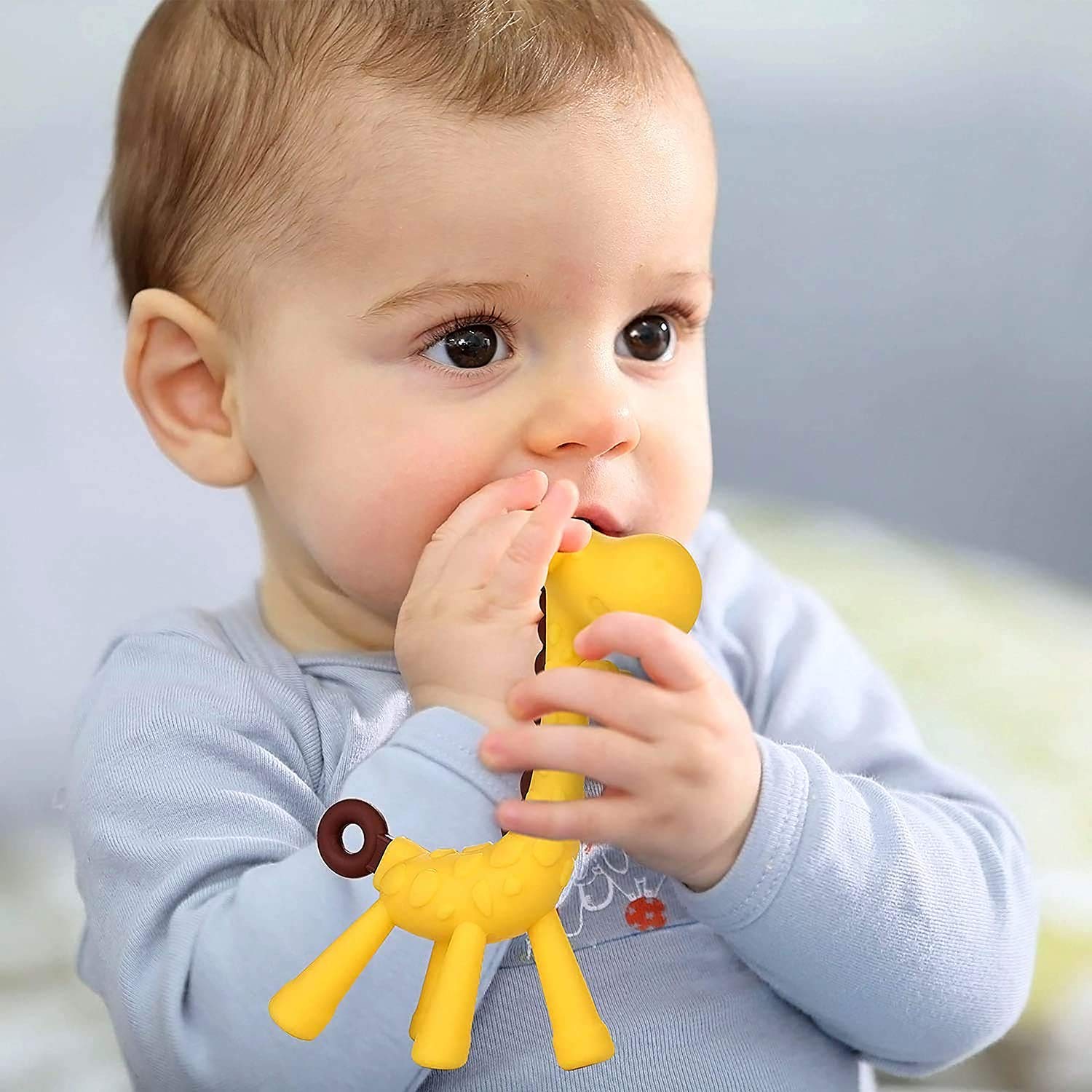 Kritiu BPA-Free Silicone Teether Set - Banana & Giraffe for 0-12 Months | Soothing Baby Teething Relief