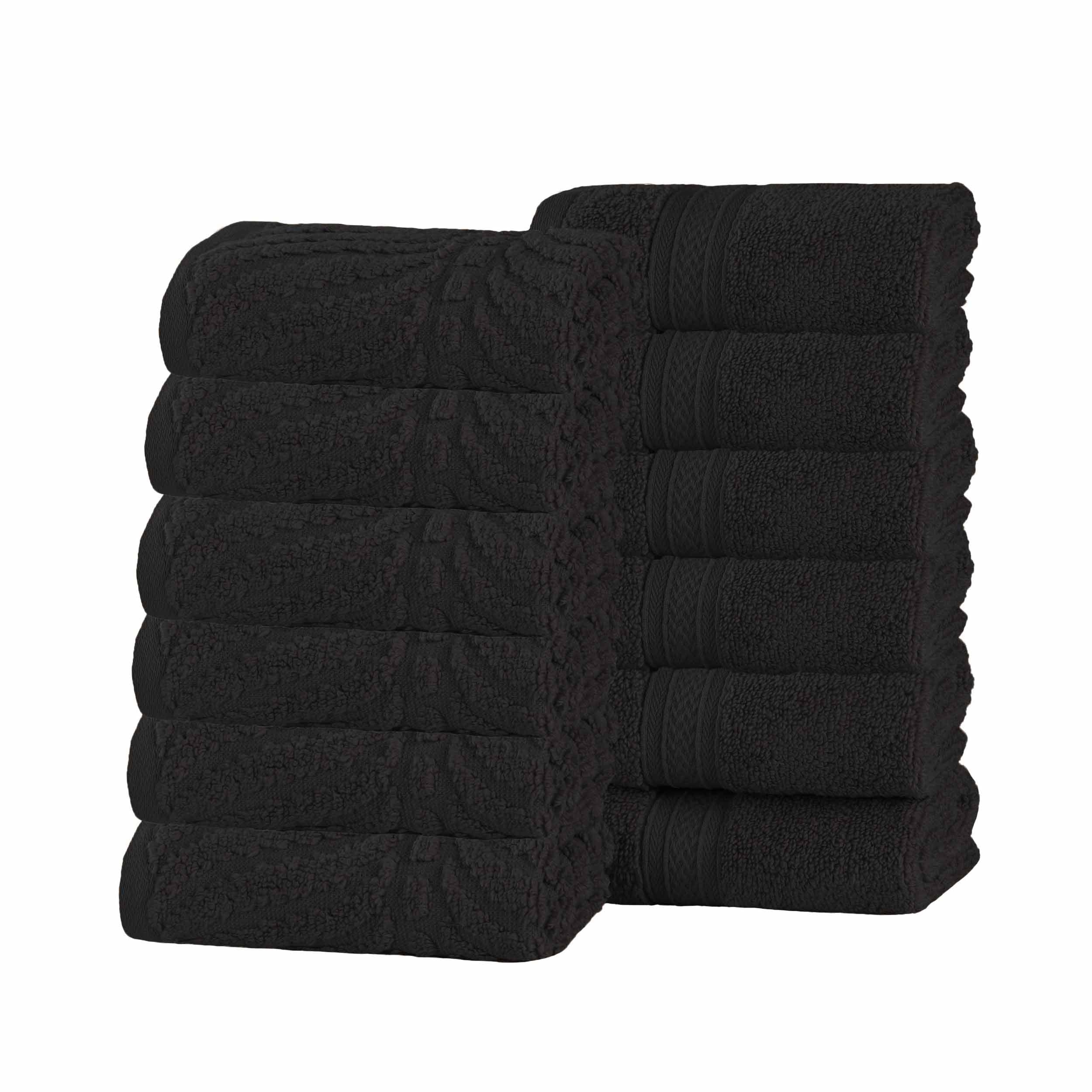 Premium Zero Twist Cotton Jacquard Chevron Face Towels - Set of 12 | Ultra Soft Bath & Hand Towels for Spa, Guest Bathroom & Luxury Home Decor