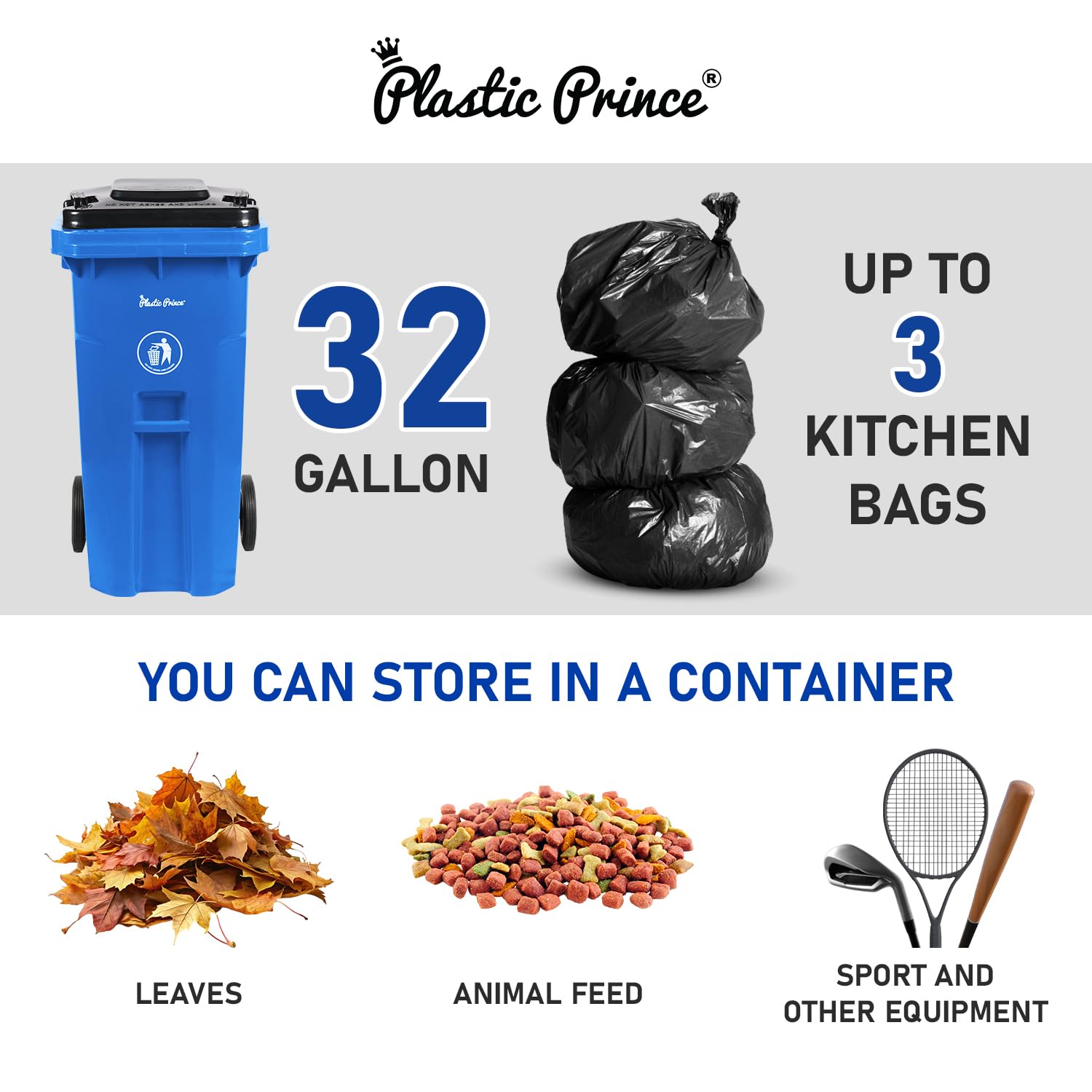32 Gallon Heavy-Duty Rollout Trash Can with Lid - Commercial Grade Wheeled Outdoor Garbage Bin in Blue - Perfect for Restaurants, Parks, and Commercial Waste Disposal