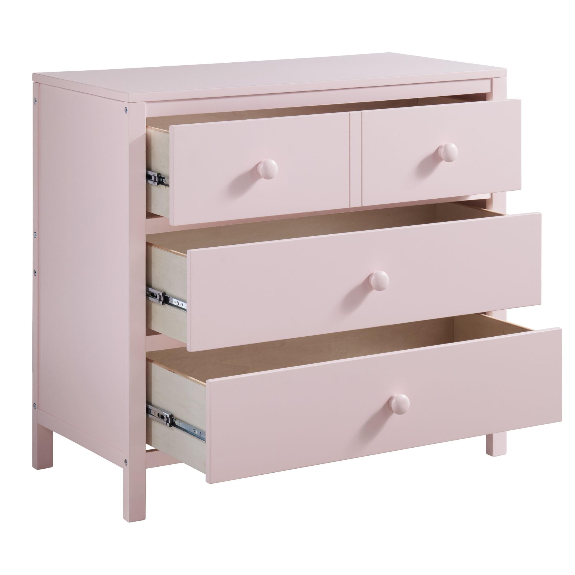 Oxford Baby Essentials 3-Drawer Nursery Dresser in Pink - Perfect for Baby Girl's Room Organization & Storage | Nursery Furniture for Diapers, Clothes & Toys