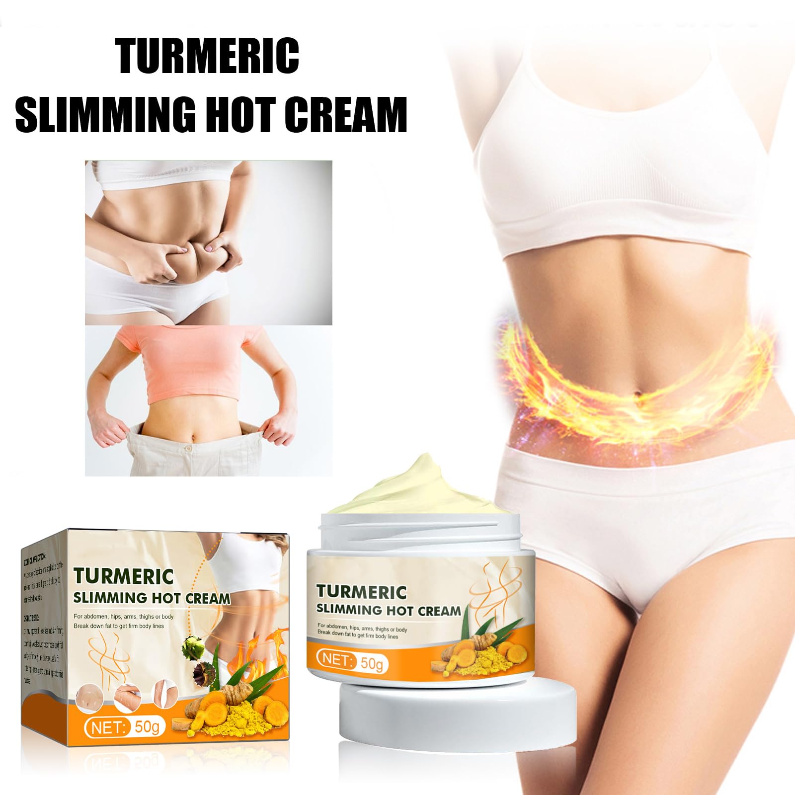 KOAHDE Anti-Cellulite Ginger Cream - Natural Fat Burning & Slimming Massage Cream for Belly, Thighs & Body - Weight Loss & Skin Firming Solution for Home Spa & Post-Workout Recovery