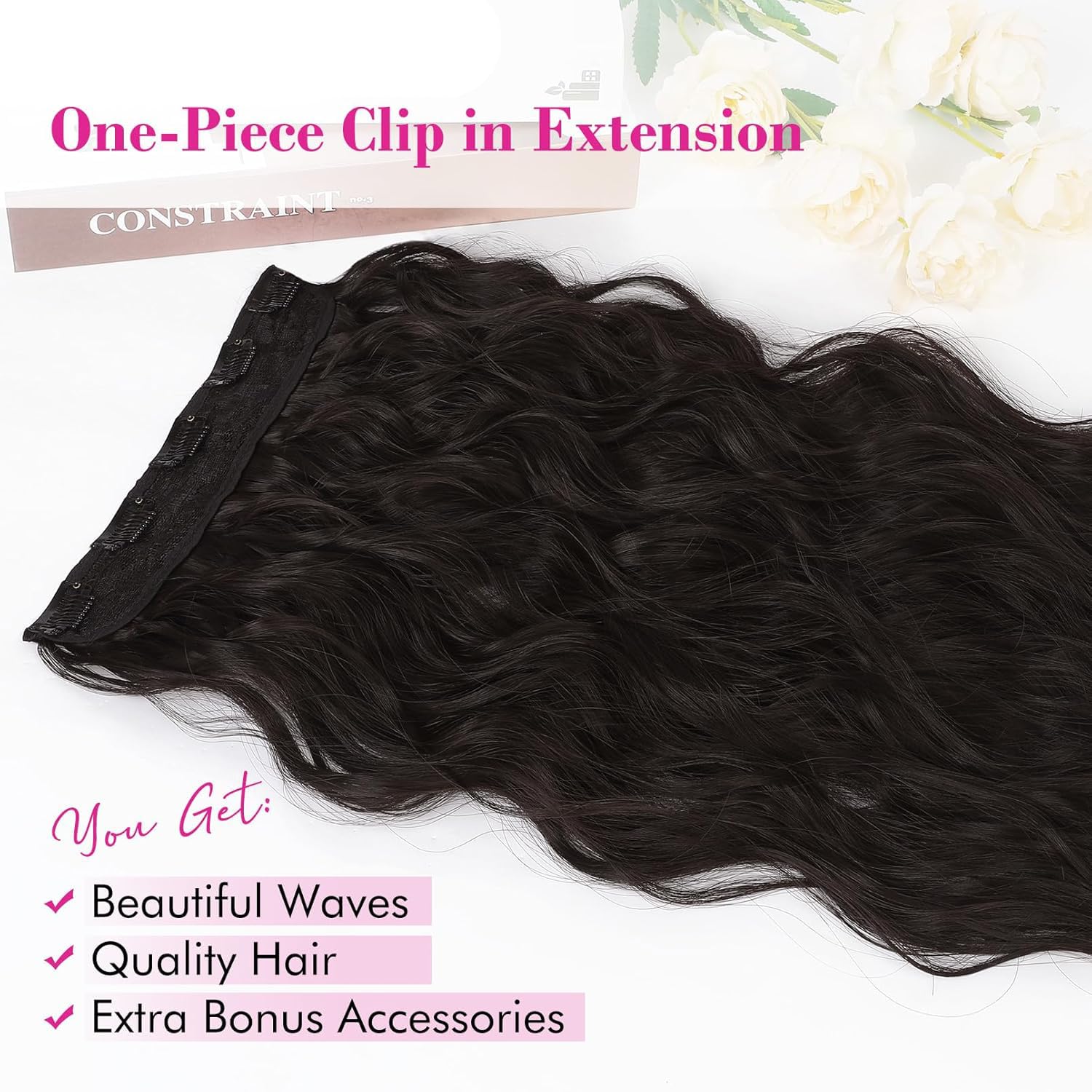 Pelo Curly 5 Clip-In Human Hair Extensions for Women & Girls - Black | Natural Looking Volume & Length | Perfect for Parties, Weddings & Daily Styling