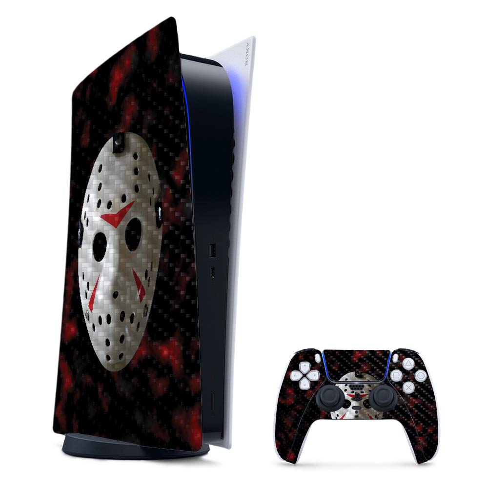 Carbon Fiber PS5 Skin - 13th Nightmare Design | Durable & Easy to Apply | Gaming Setup Upgrade