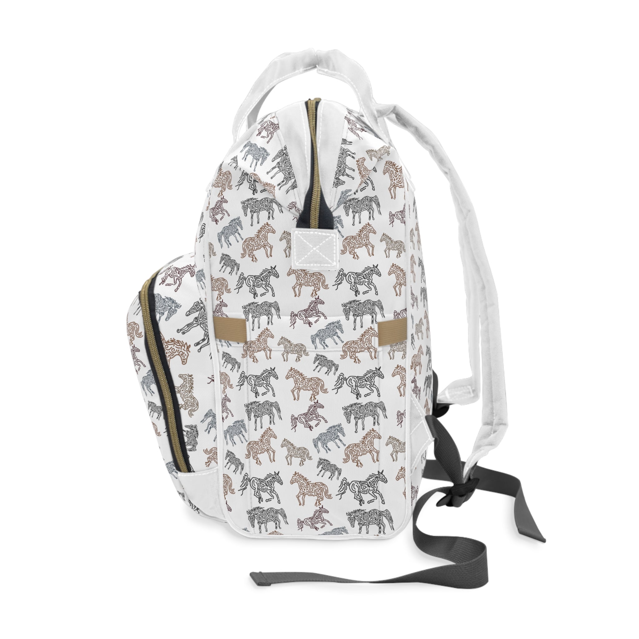 Galloping Horses Multifunctional Diaper Backpack for Moms - Large Baby Bag with Insulated Bottle Pockets & Changing Station - Perfect for Travel, Daycare & On-the-Go Parenting