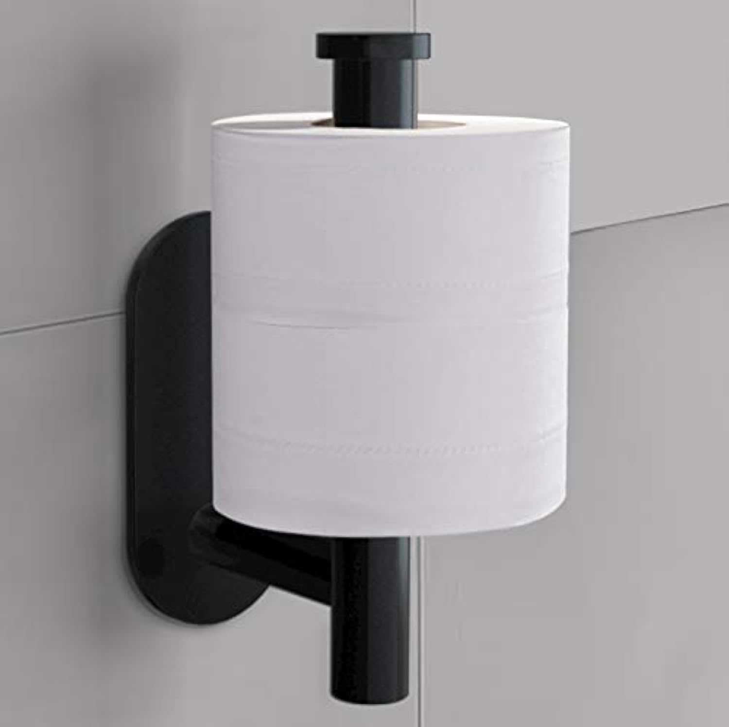 Stick-On Stainless Steel Toilet Paper Holder - Space-Saving Wall Mount Roll Holder for Bathroom, Kitchen & Utility Rooms - Brushed Black Finish - Perfect for Small Spaces & RVs