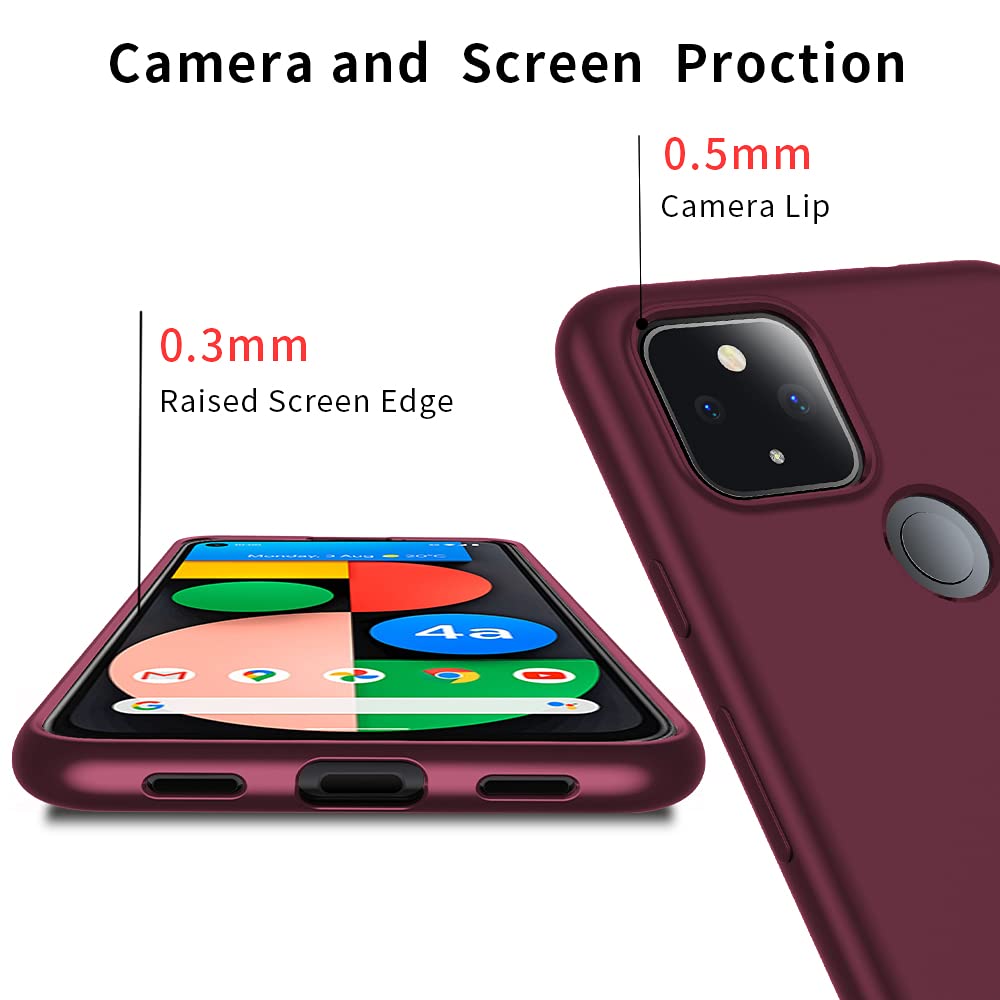 Google Pixel 4a 5G Case - Ultra Slim Fit, Soft Flexible TPU, Matte Finish, Light Coating, Full Protective Cover for Women - Wine Red - Perfect for Everyday Use and Travel