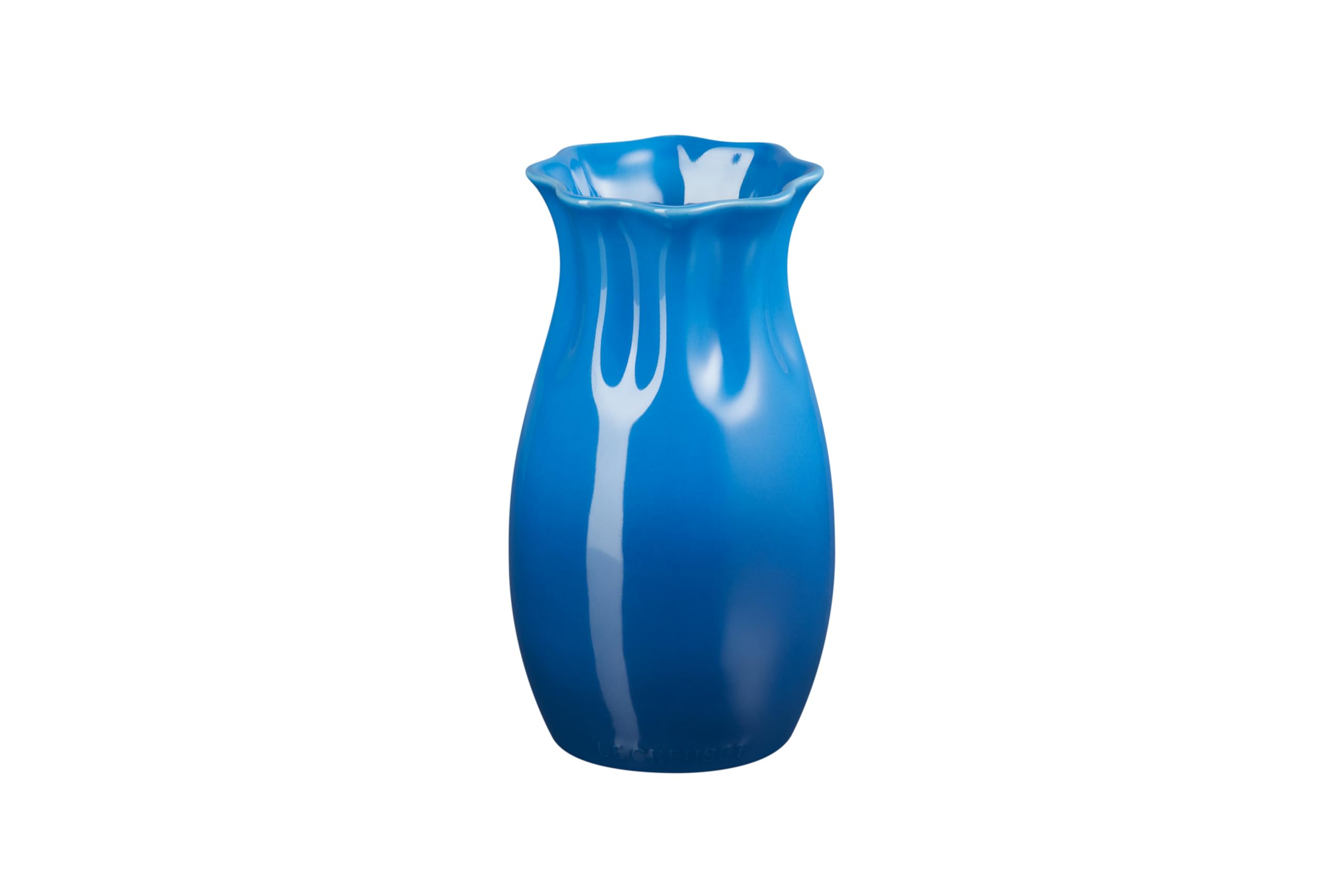 Le Creuset Stoneware Small Vase 6.5 Inch - French Ceramic Flower Vase in Marseille Blue for Home Decor, Wedding Centerpiece & Tabletop Display