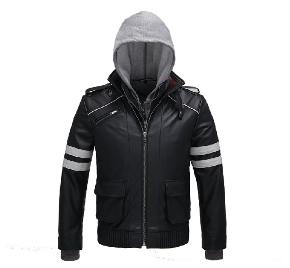 Alex Mercer Cosplay Costume - Leather Jacket with Hoodie (Small) | Prototype Video Game Character Outfit for Halloween, Comic Con & Cosplay Events