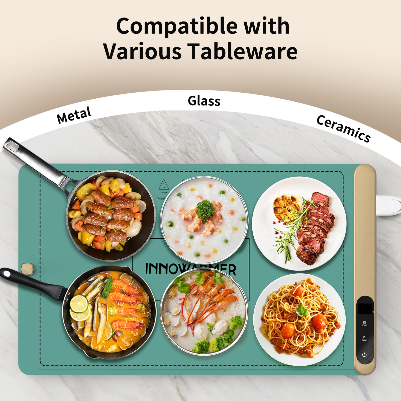 Premium Graphene Food Warming Mat - 500W Fast Heating, Adjustable Temperature Control, Food-Grade Silicone Surface - Perfect for Parties, Family Gatherings, Office Lunches & Travel Use