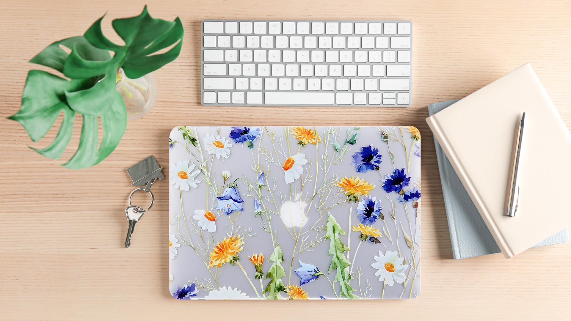 Premium 5-in-1 Protective Case for MacBook Air 13 inch (A1466/A1369 2010-2017 Models) - Matte Clear Hard Shell Cover with Keyboard Protector, Screen Protector & Webcam Cover | Floral Design | Perfect for Work, Travel & School Use