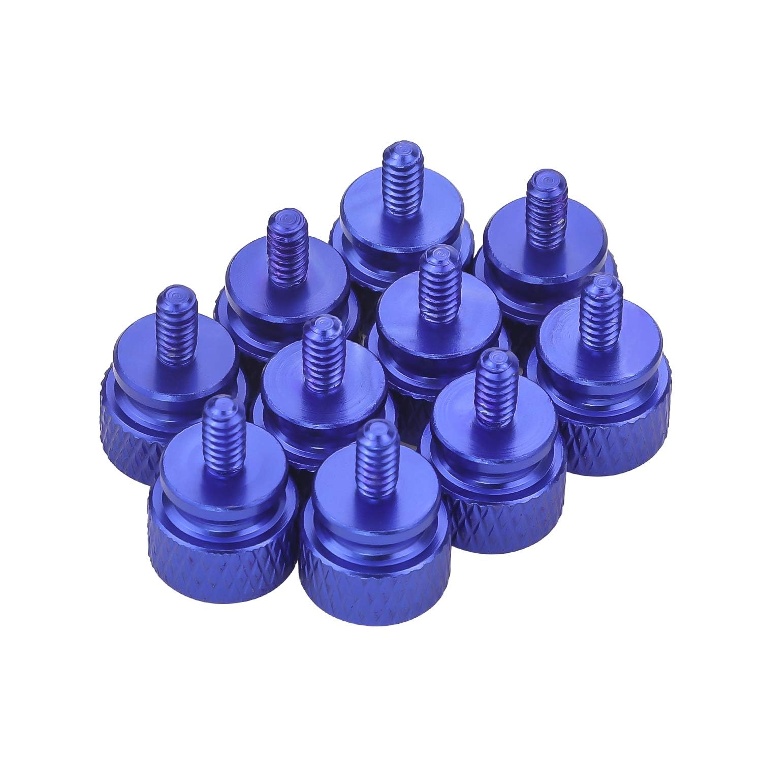 10Pcs Blue 6-32 Fully Threaded Knurled Thumb Screws for PC Case - Perfect for Computer Builds, DIY Repairs & Hardware Upgrades