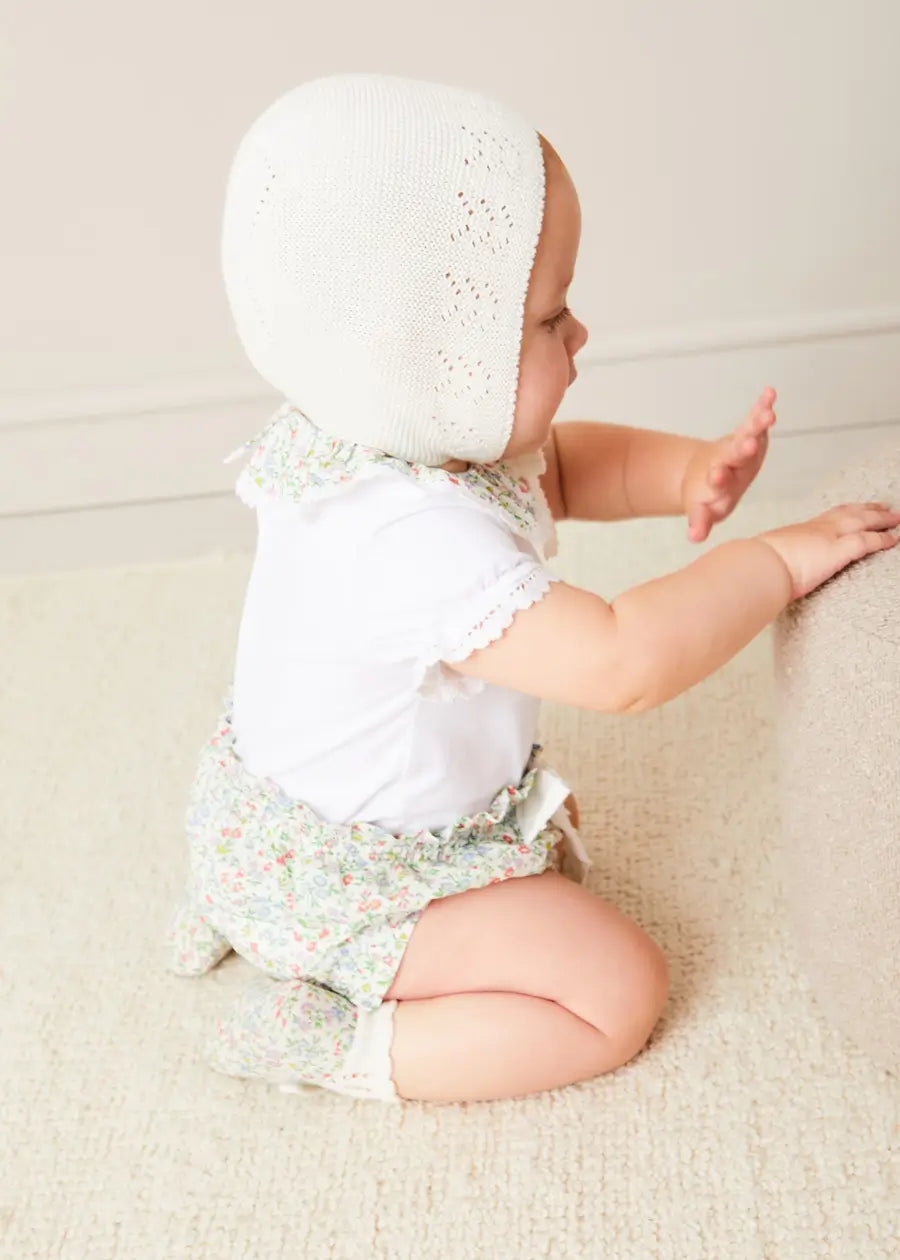 **Liberty Fabric Pink Cordelia Floral Bloomer with Bow for Baby Girls (1m-2yrs) – Perfect for Photoshoots, Special Occasions & Everyday Wear**